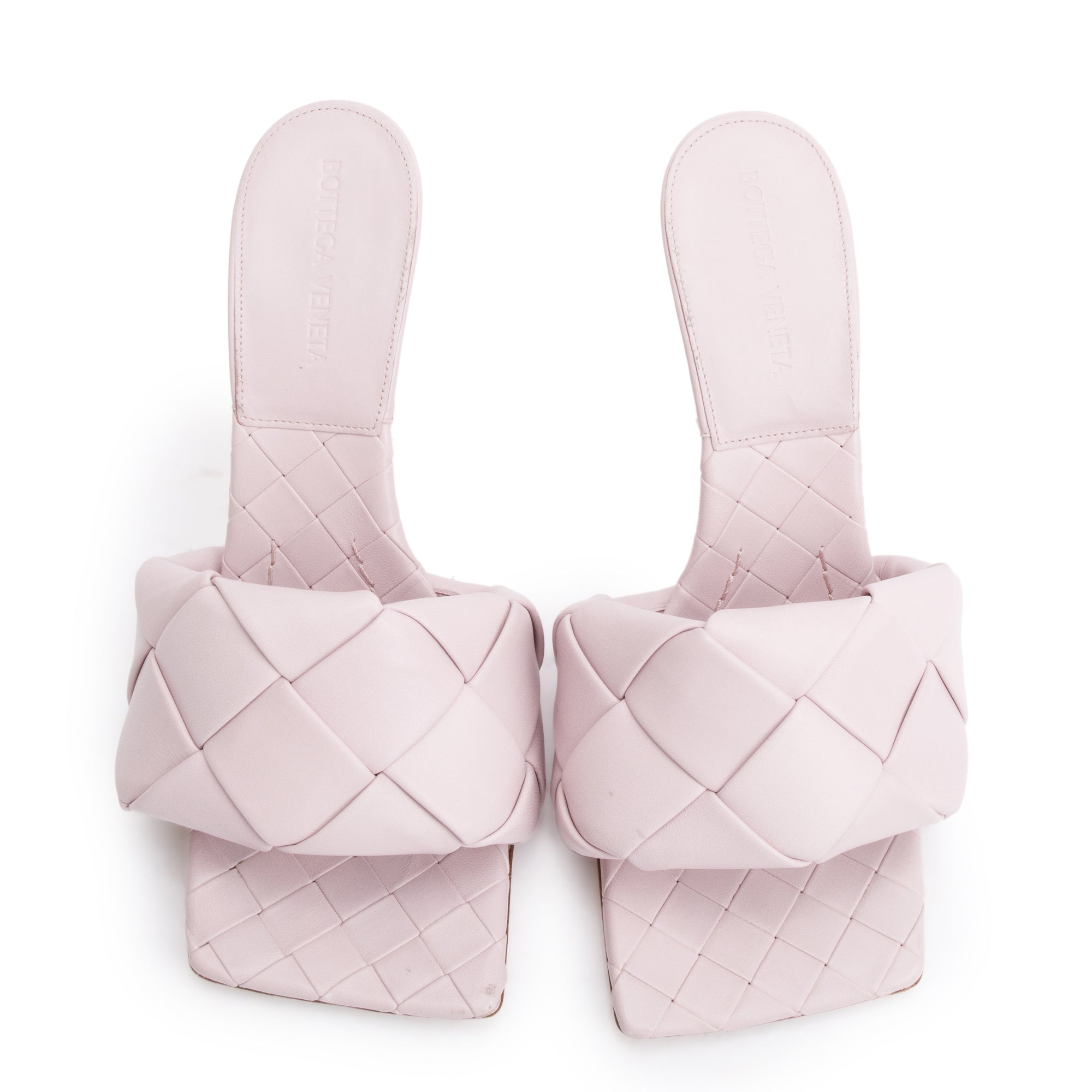 Bottega Veneta Pink Lambskin Leather Padded Sandals, Size 37.5 w/ Box