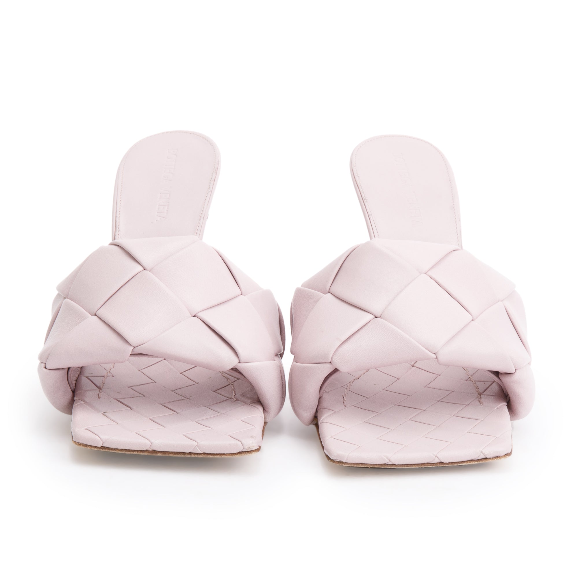 Bottega Veneta Pink Lambskin Leather Padded Sandals, Size 37.5 w/ Box