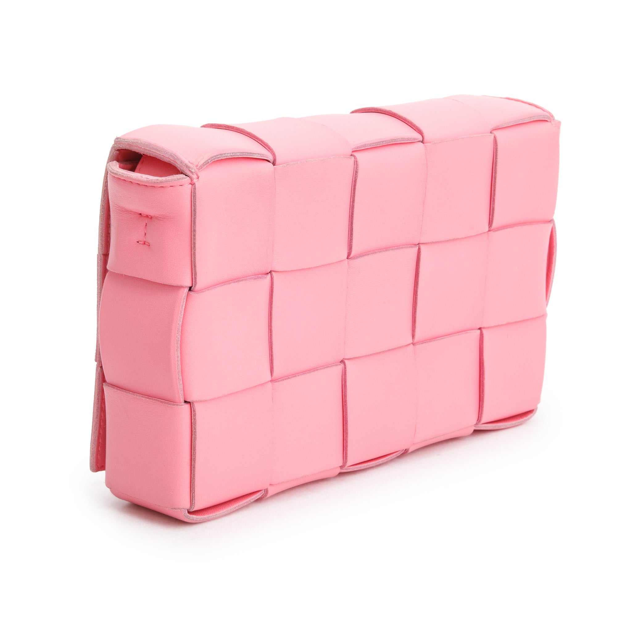 Bottega Veneta Pink Leather Intrecciato Classic Cassette Bag