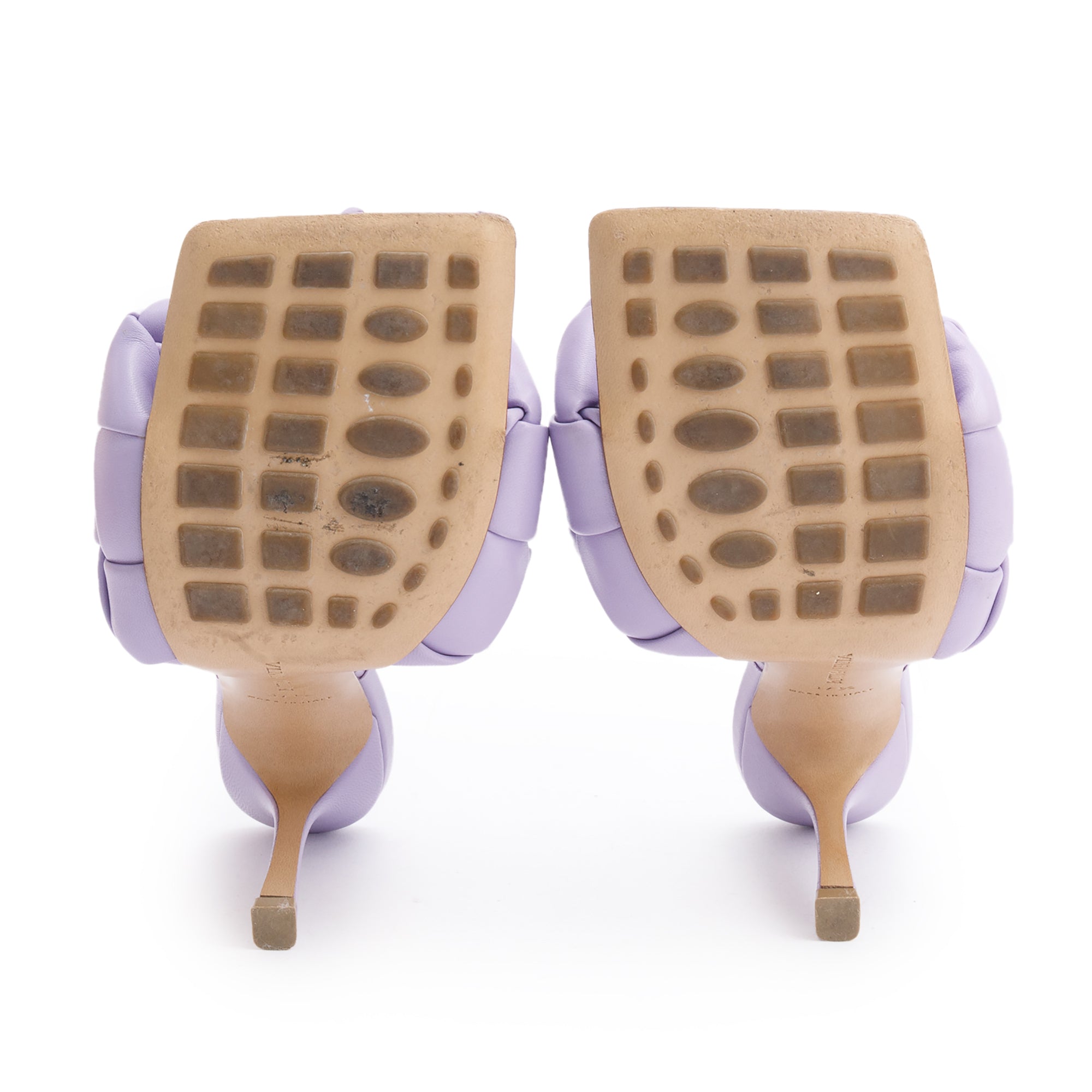 Bottega Veneta Purple Lambskin Leather Padded Lido Mule Sandals, Size 37.5 w/ Box