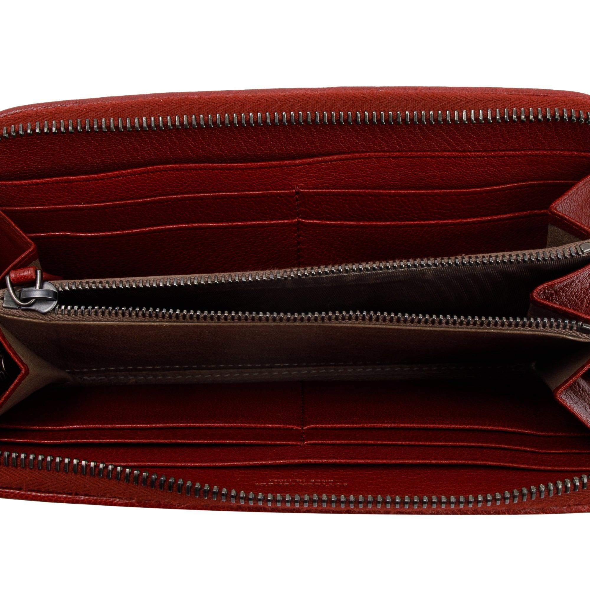 Bottega Veneta Red Intrecciato Leather Zip Around Wallet