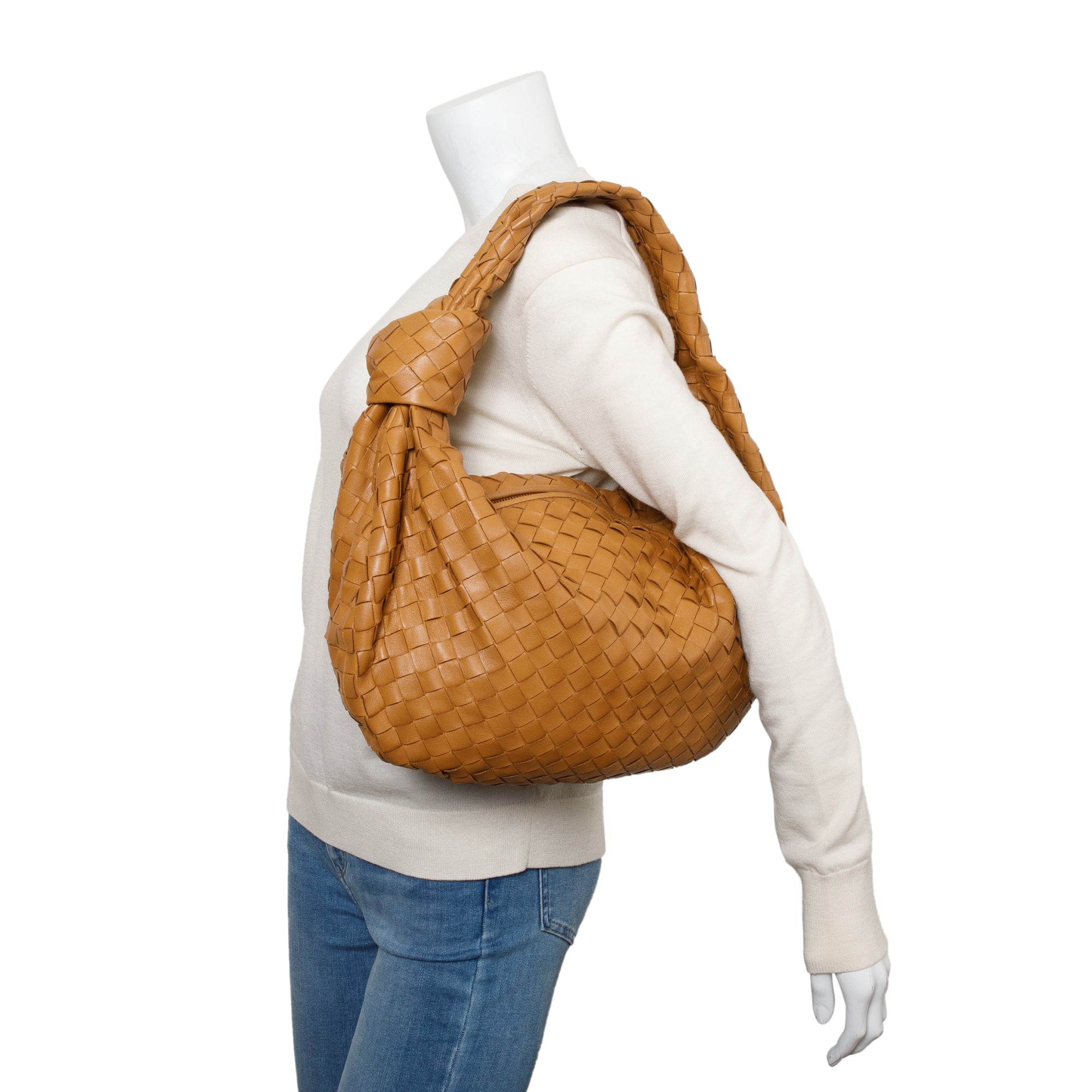 Bottega Veneta Tan Intrecciato Leather Large Jodie Bag