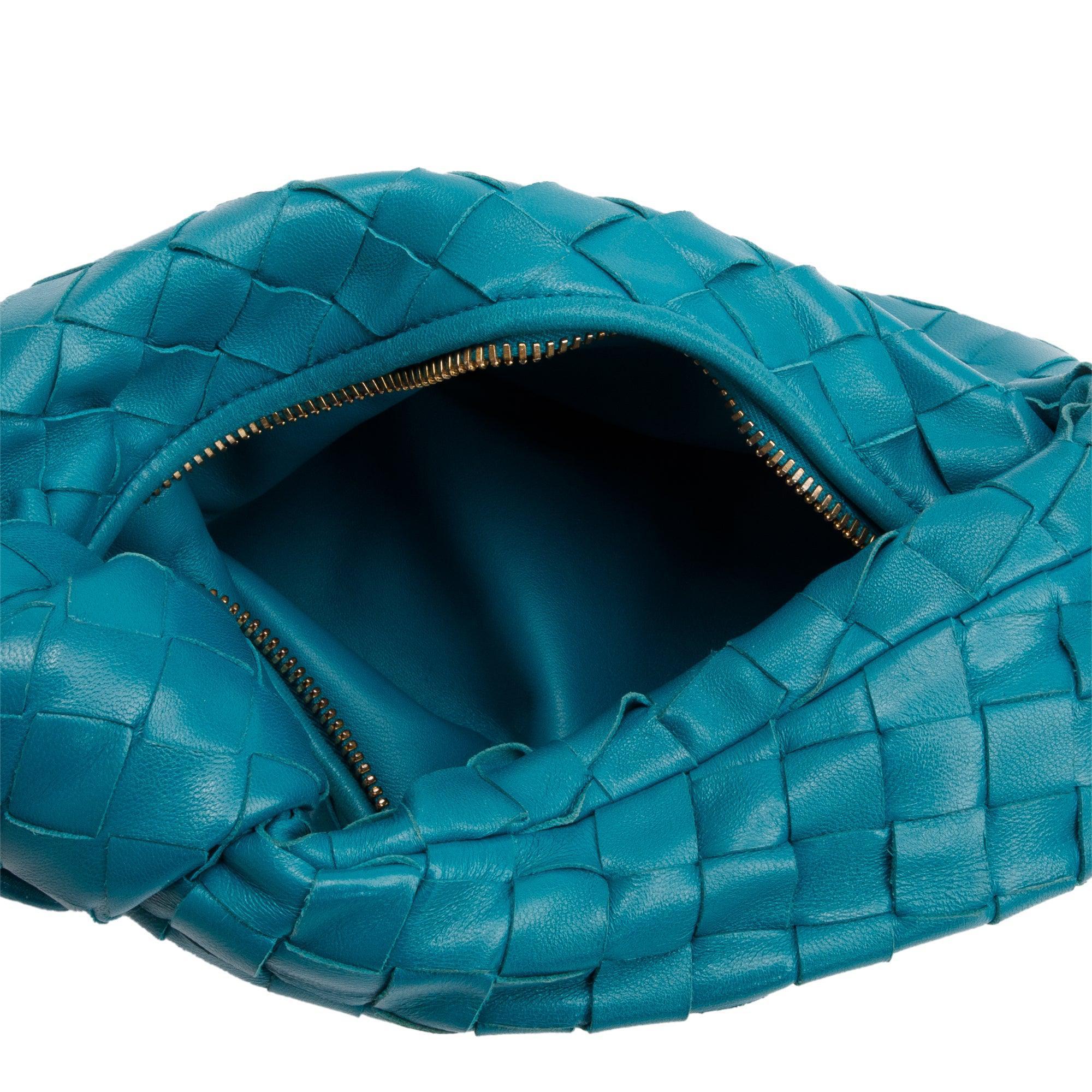 Bottega Veneta Turquoise Intrecciato Leather Mini Jodie Bag