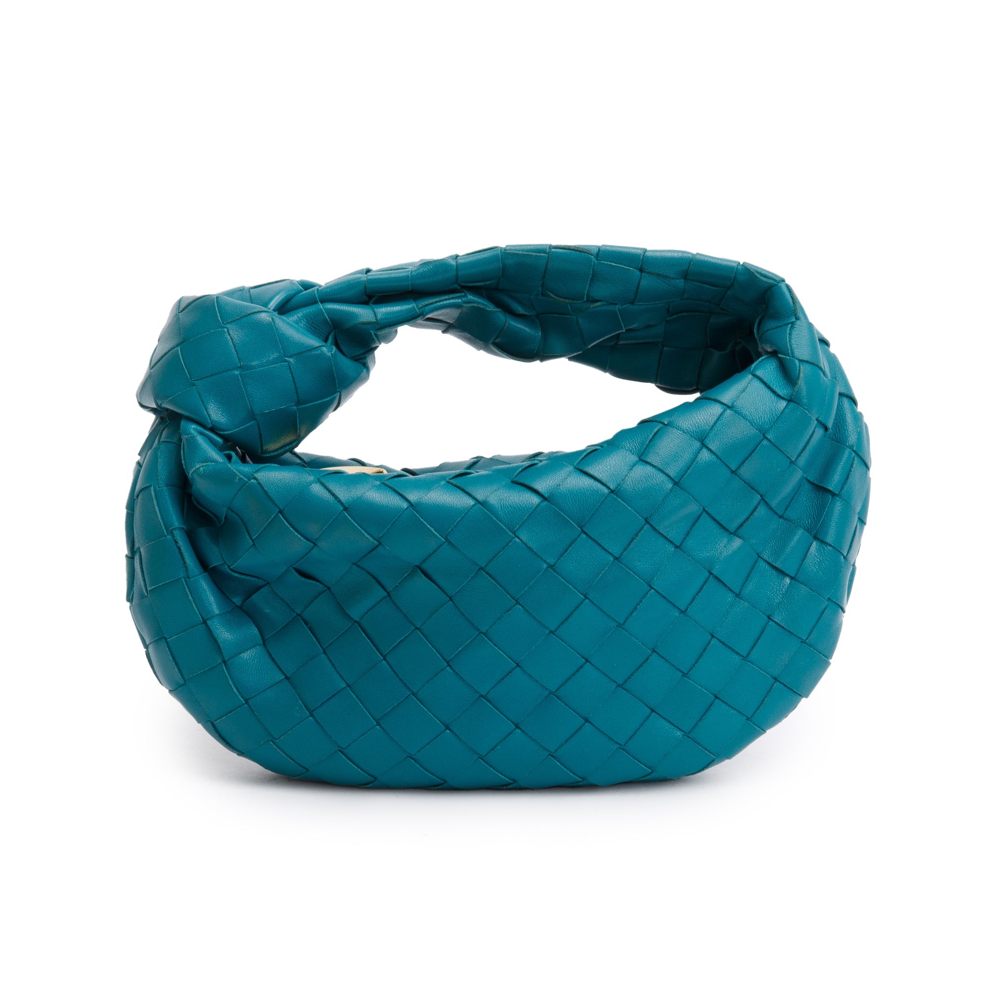 Bottega Veneta Turquoise Intrecciato Leather Mini Jodie Bag