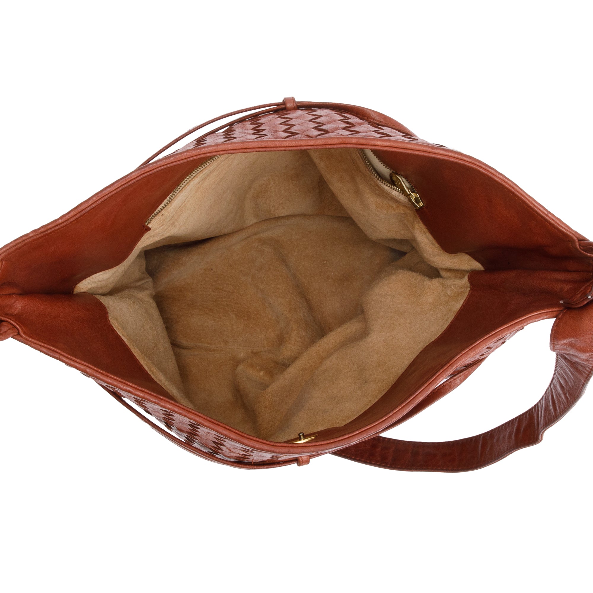 Bottega Veneta Vintage Brown Intrecciato Leather Drawstring Shoulder Bag