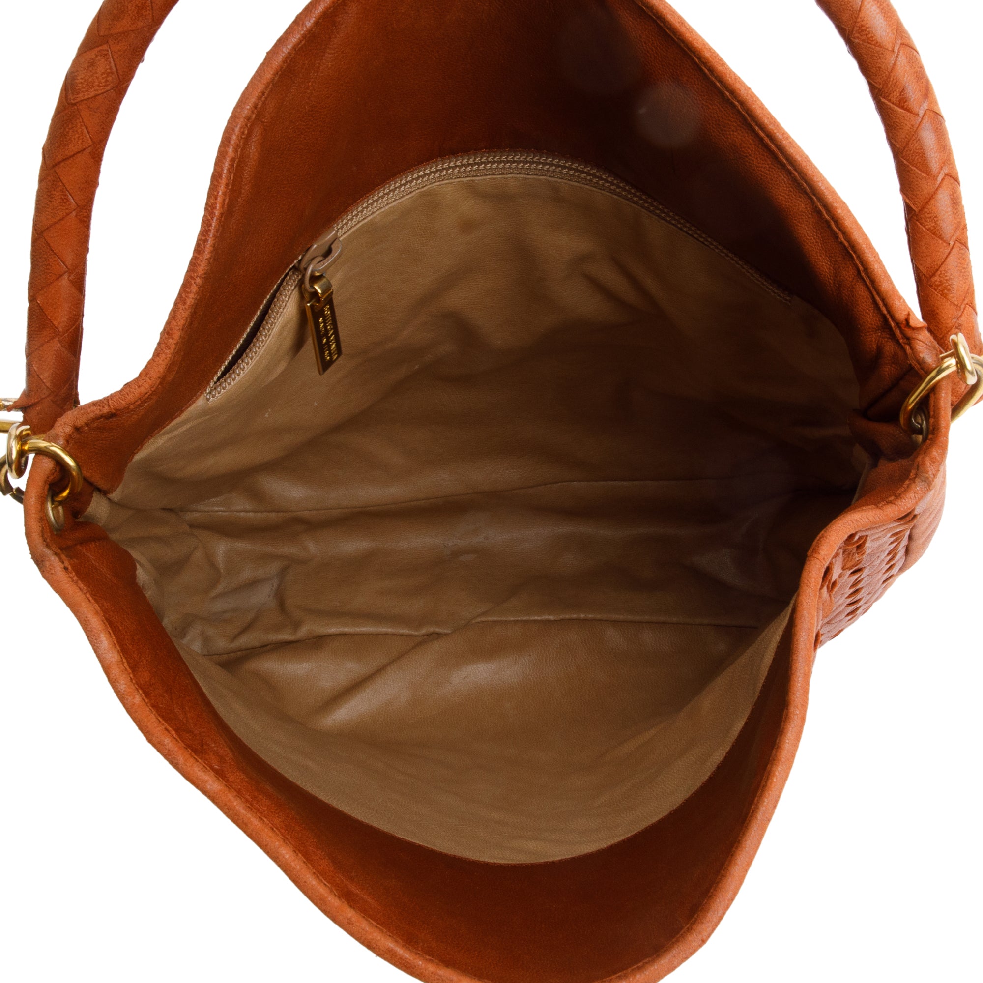 Bottega Veneta Vintage Tan Intrecciato Leather Small Hobo