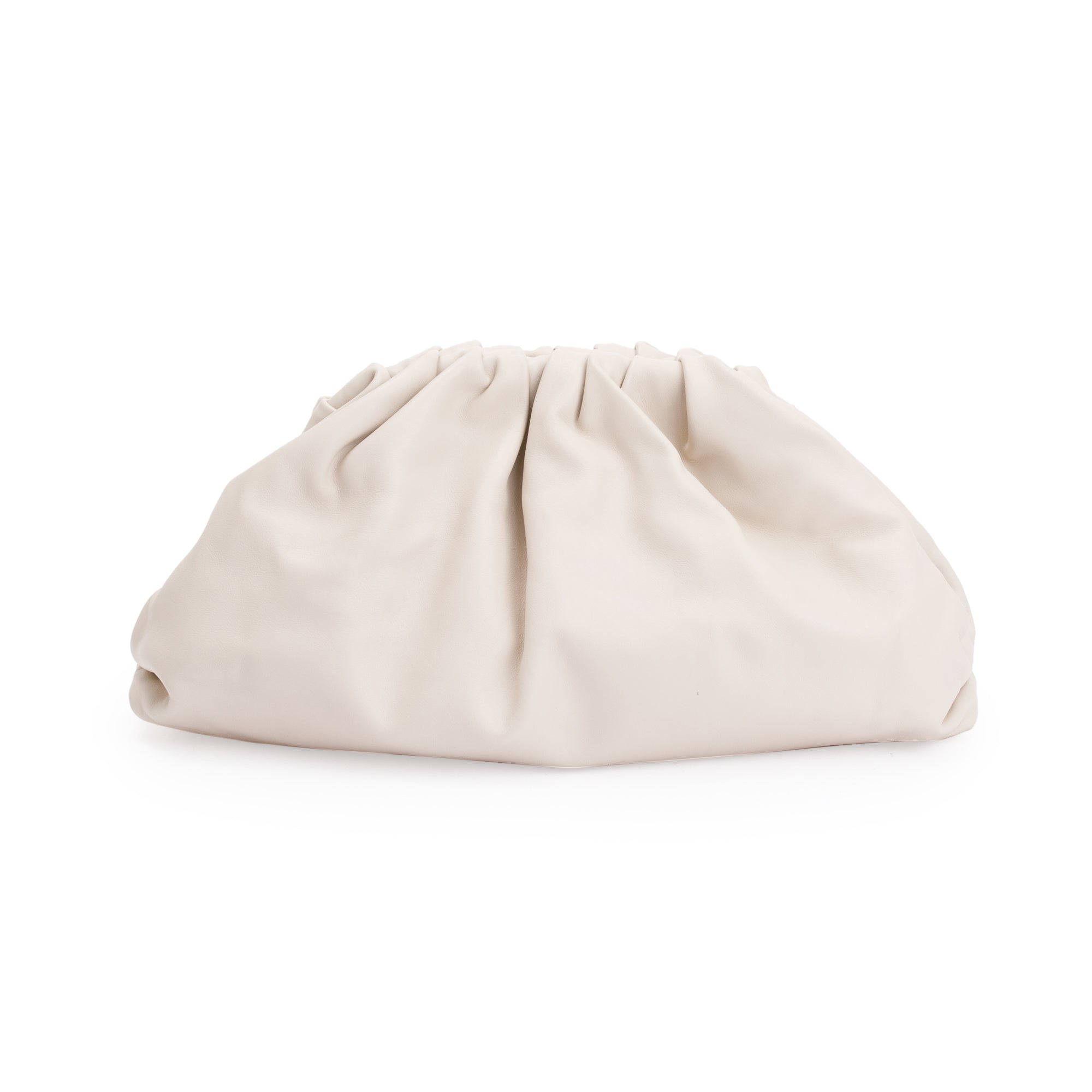 Bottega Veneta White Calfskin Leather The Classic Large Pouch w/ Box