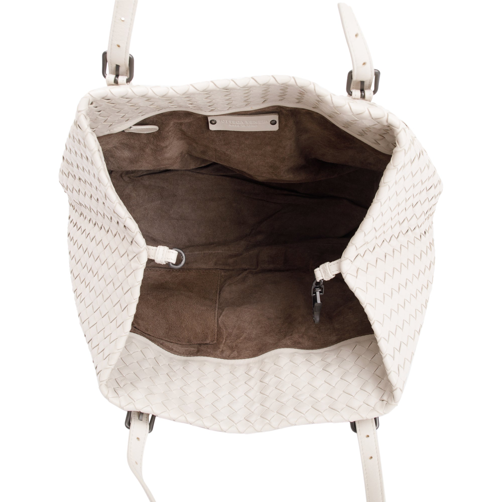 Bottega Veneta White Intrecciato Leather Medium Cesta Tote