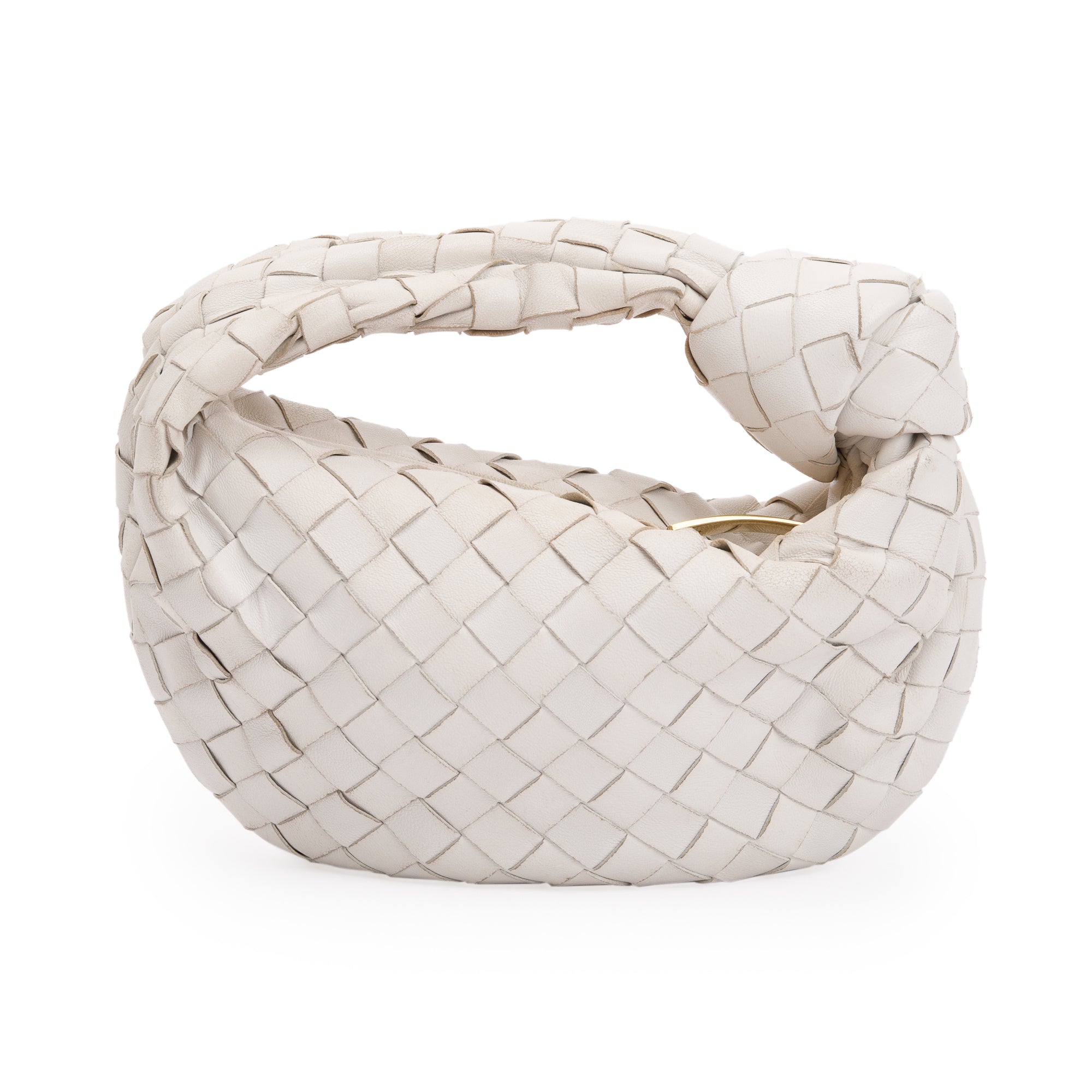 Bottega Veneta White Intrecciato Leather Mini Jodie Bag