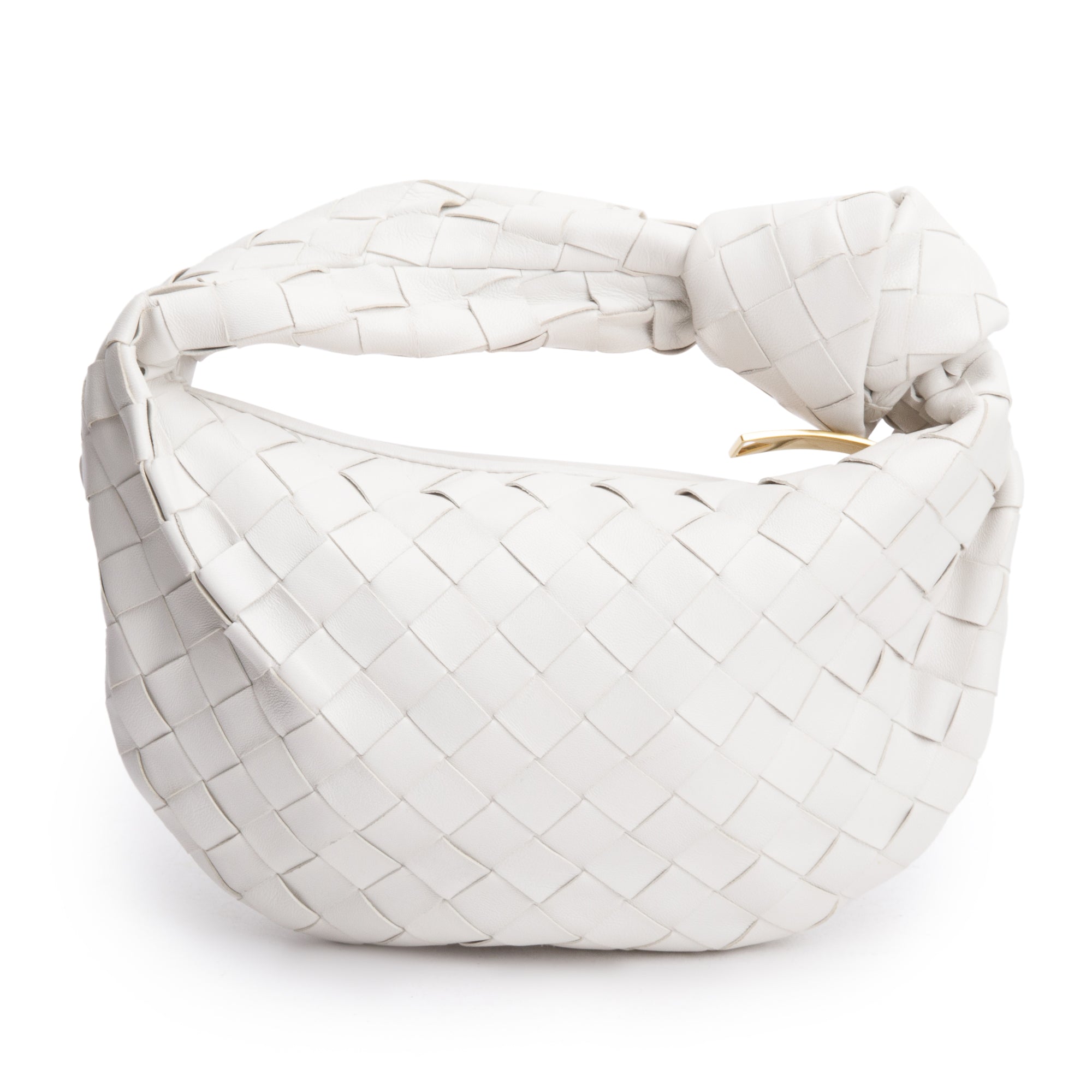 Bottega Veneta White Intrecciato Leather Mini Jodie Bag