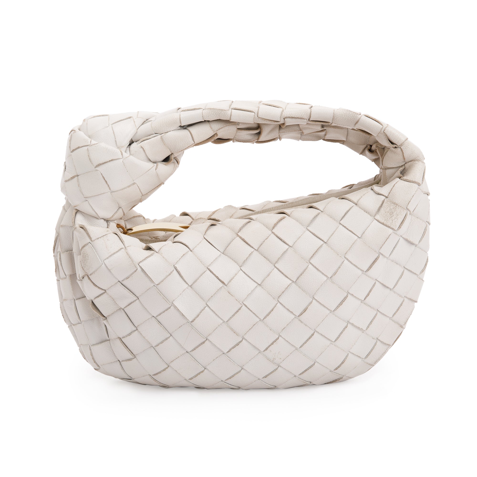 Bottega Veneta White Intrecciato Leather Mini Jodie Bag