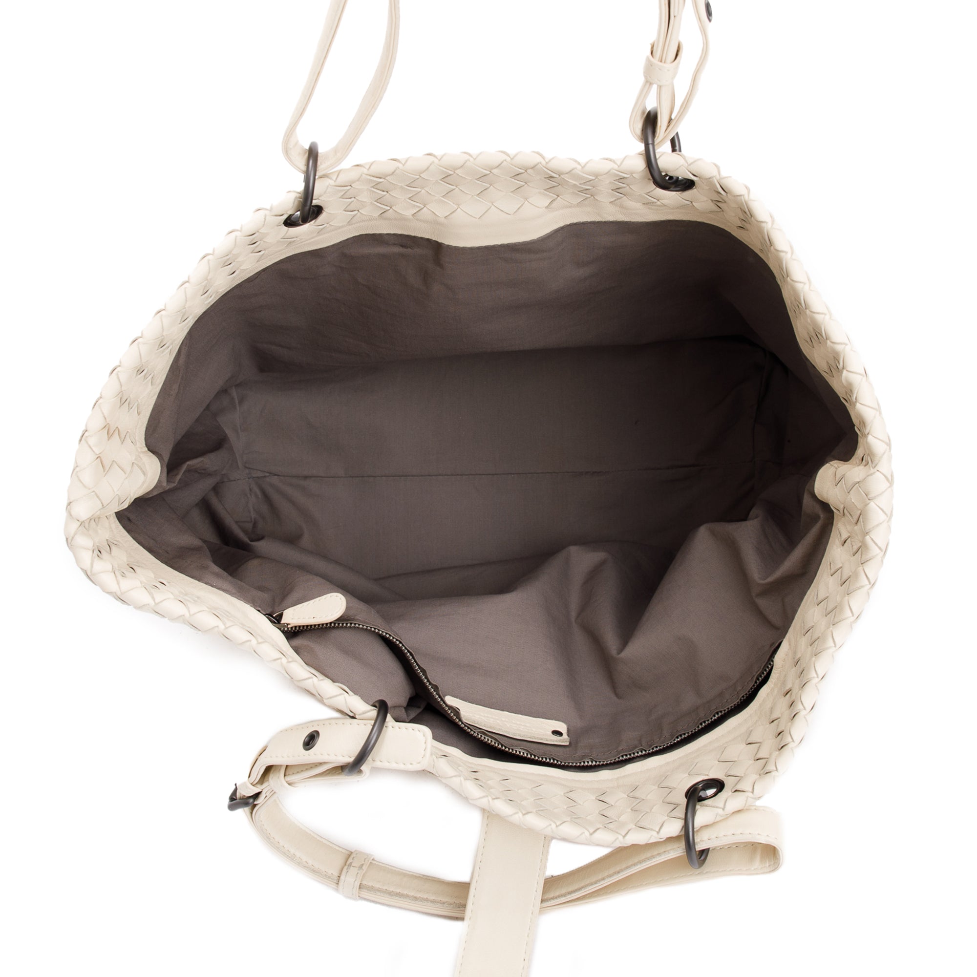 Bottega Veneta White Intrecciato Nappa Leather Large Capi Tote