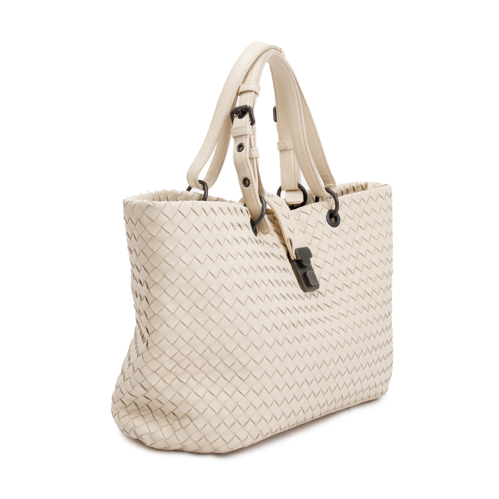 Bottega Veneta White Intrecciato Nappa Leather Large Capi Tote