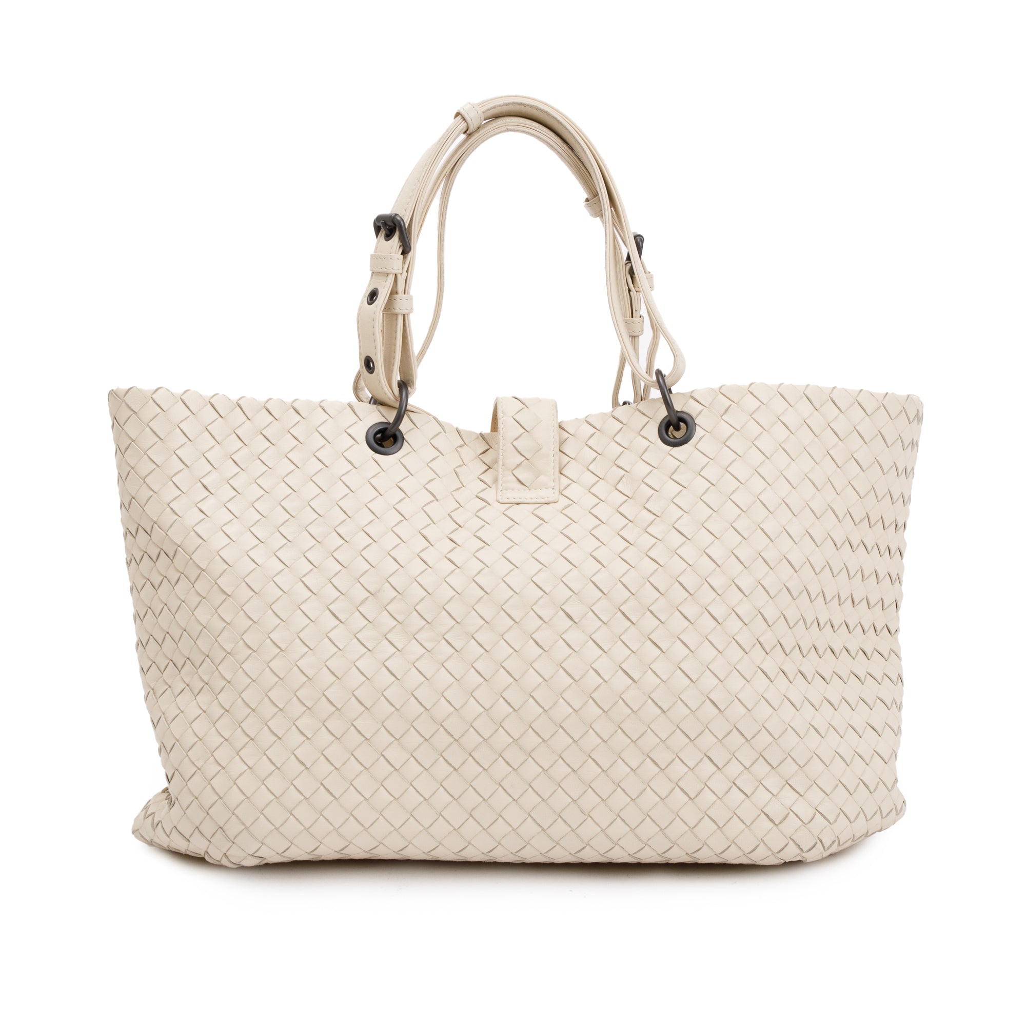 Bottega Veneta White Intrecciato Nappa Leather Large Capi Tote