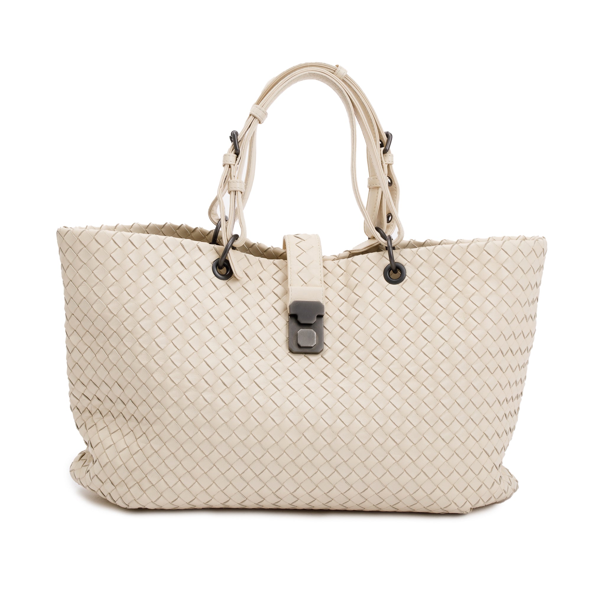 Bottega Veneta White Intrecciato Nappa Leather Large Capi Tote