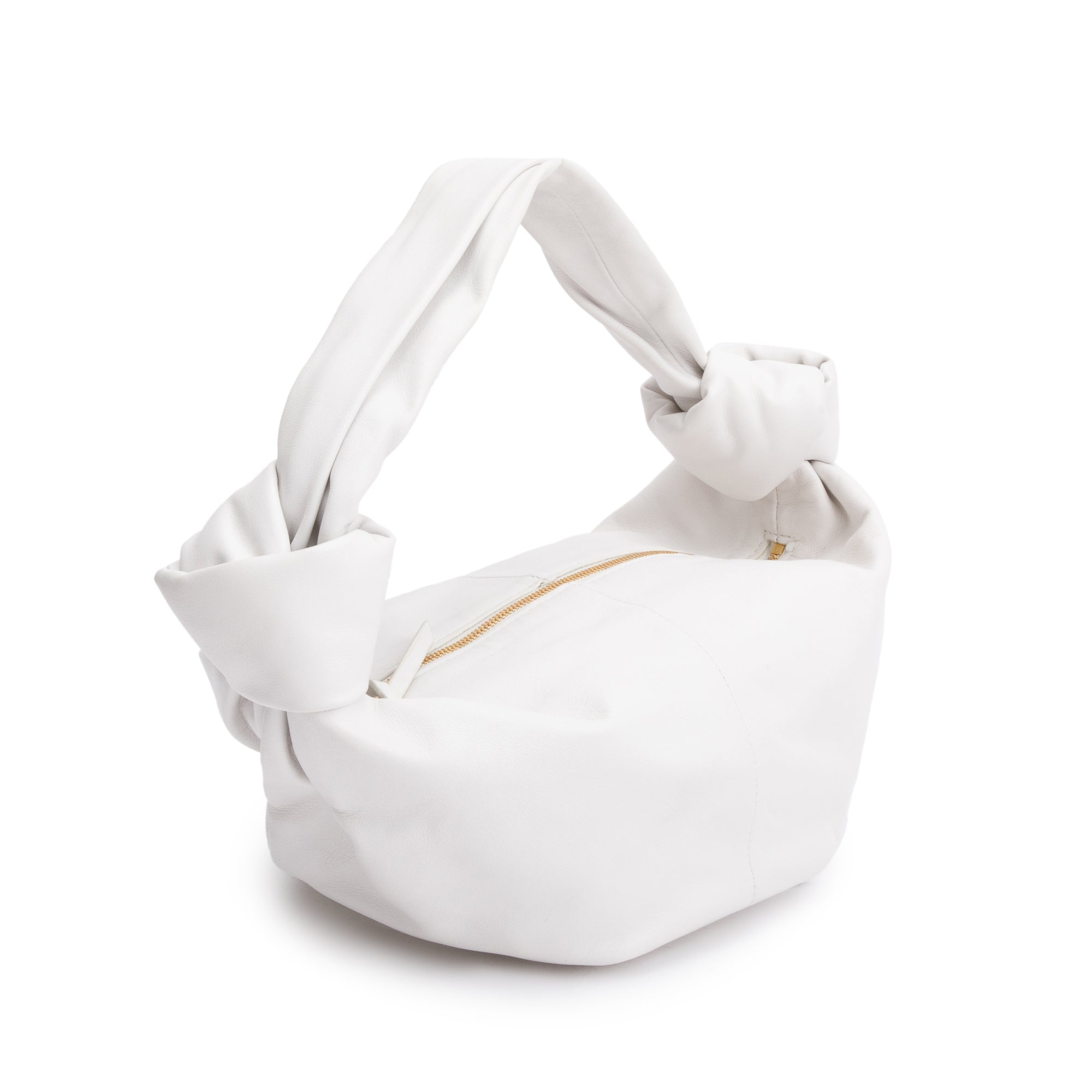 Bottega Veneta White Nappa Leather Mini Double Knot Handle Bag