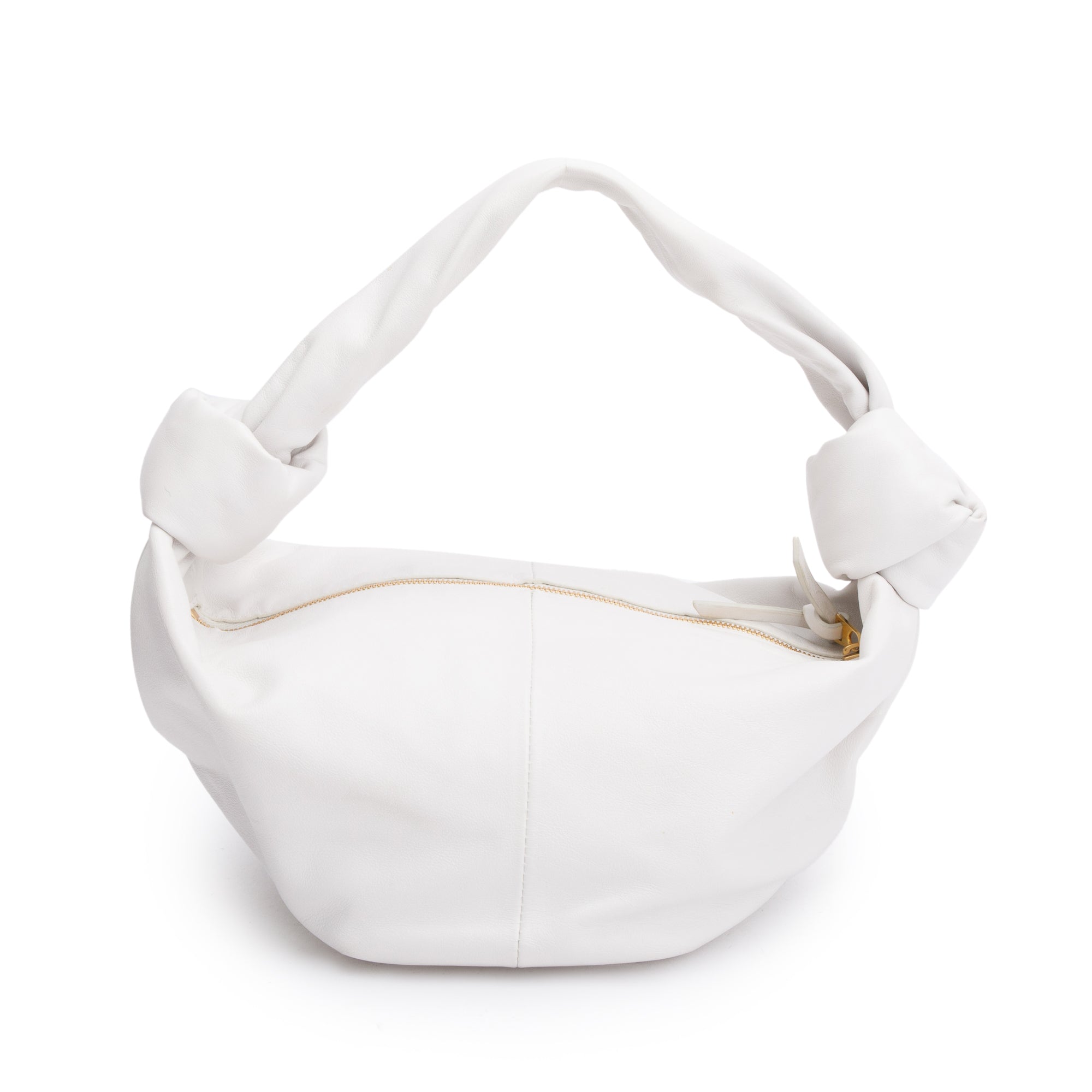 Bottega Veneta White Nappa Leather Mini Double Knot Handle Bag