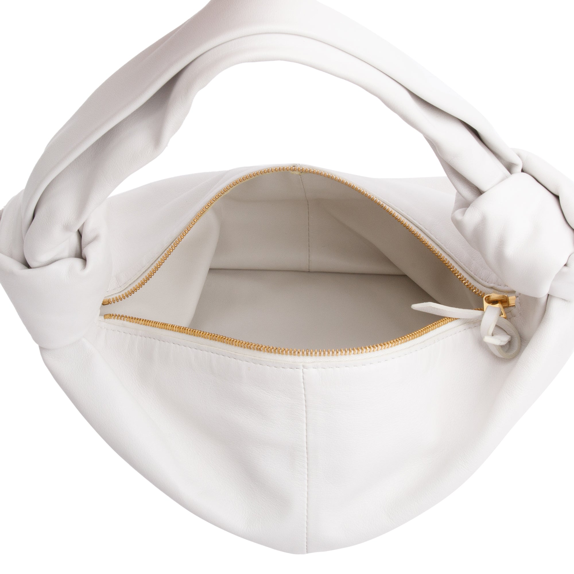 Bottega Veneta White Nappa Leather Mini Double Knot Handle Bag