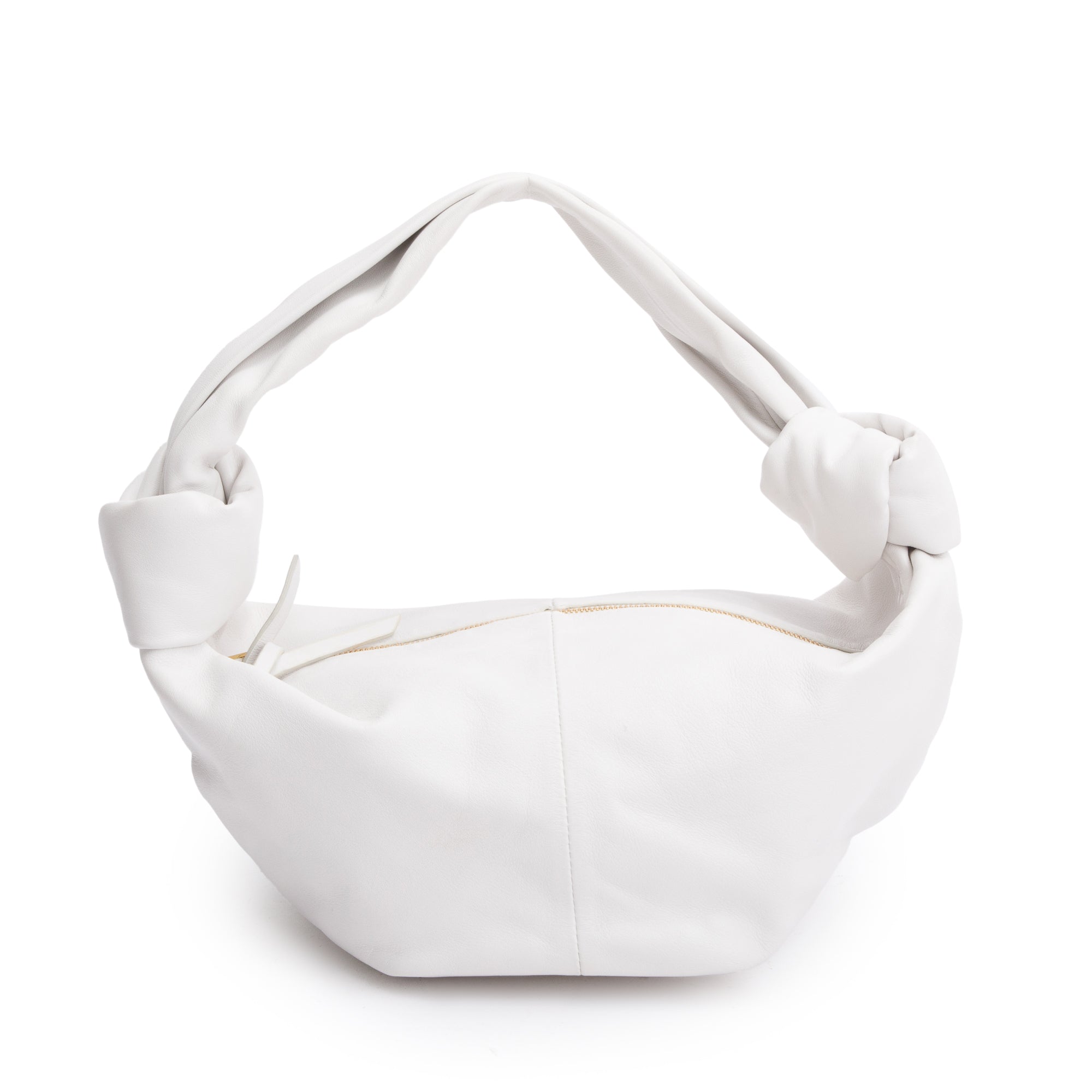 Bottega Veneta White Nappa Leather Mini Double Knot Handle Bag