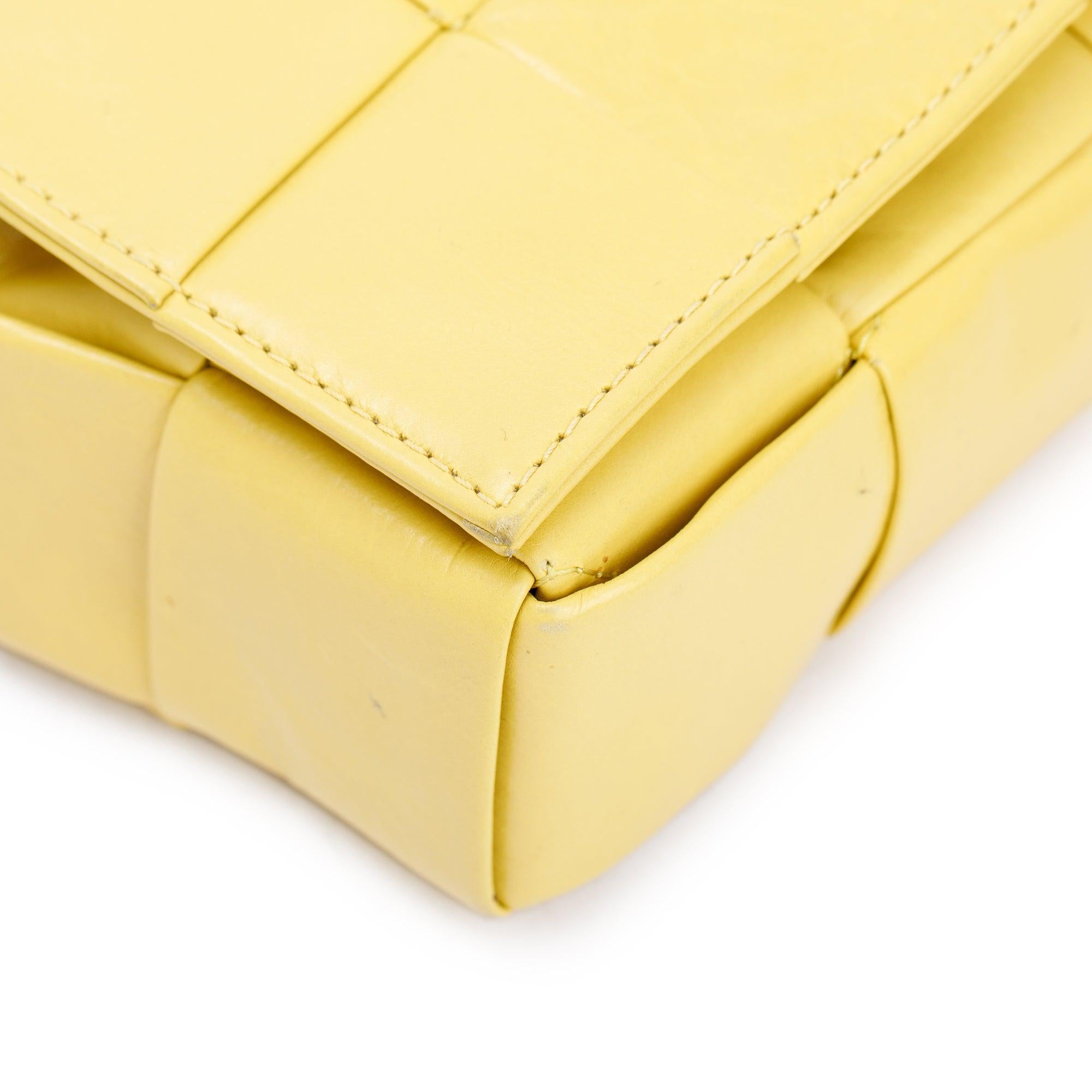 Bottega Veneta Yellow Paper Intrecciato Cassette Bag w/ Zip Pouch