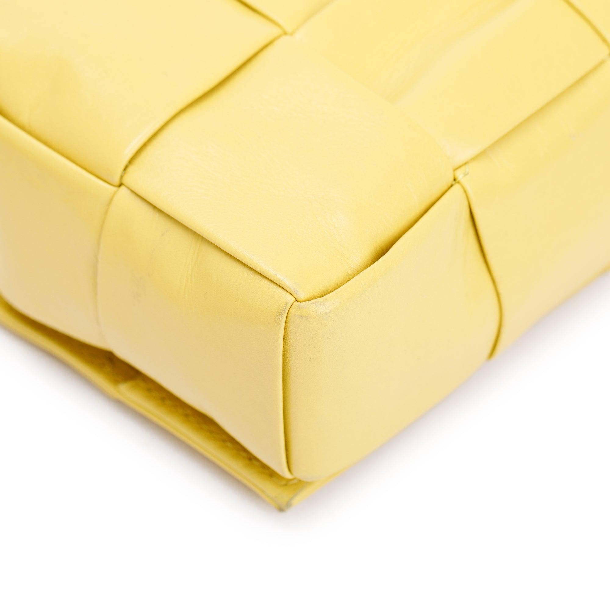 Bottega Veneta Yellow Paper Intrecciato Cassette Bag w/ Zip Pouch