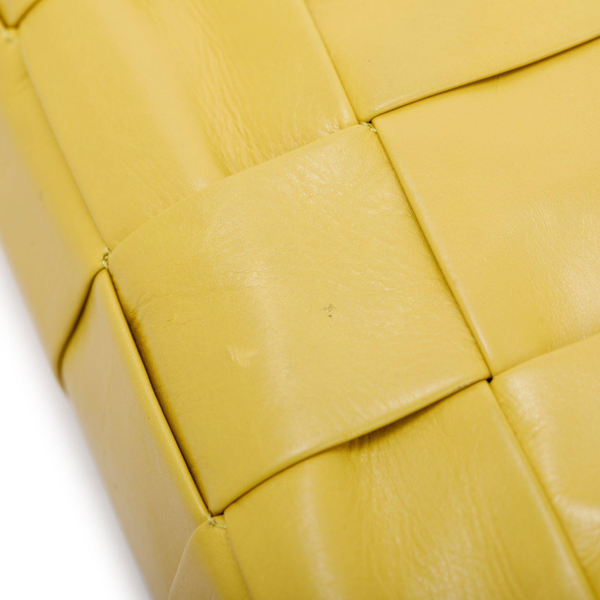 Bottega Veneta Yellow Paper Intrecciato Cassette Bag w/ Zip Pouch