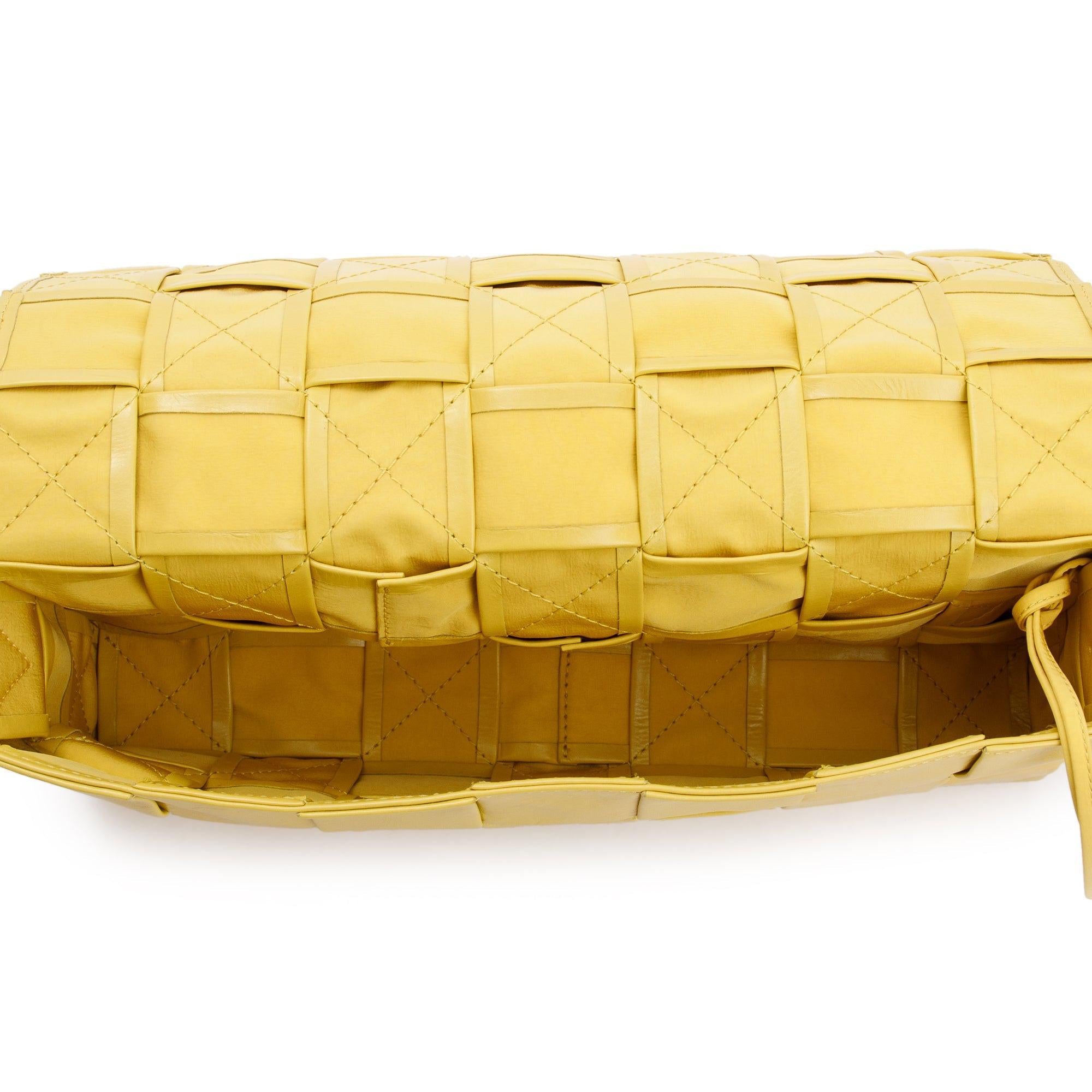 Bottega Veneta Yellow Paper Intrecciato Cassette Bag w/ Zip Pouch