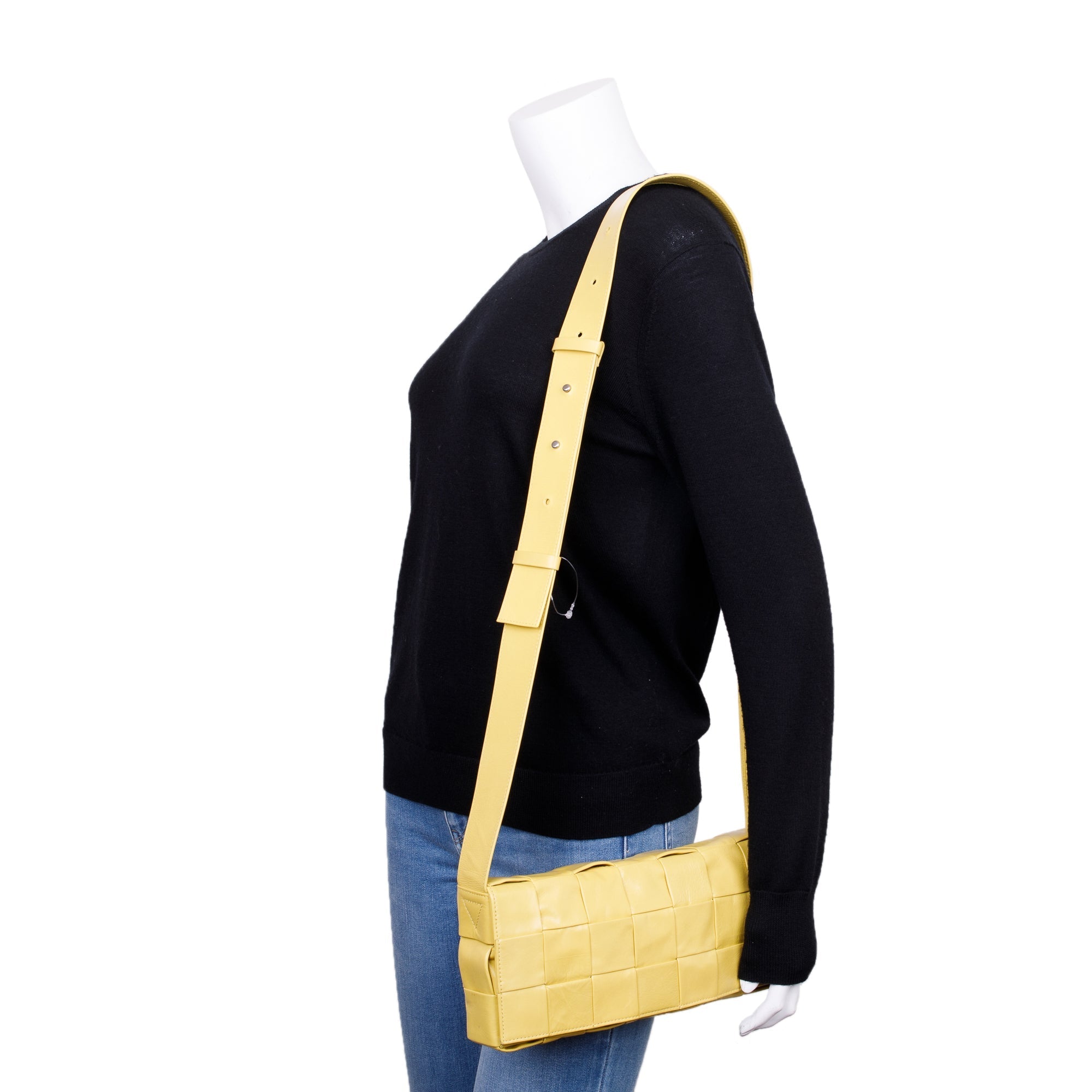 Bottega Veneta Yellow Paper Intrecciato Cassette Bag w/ Zip Pouch