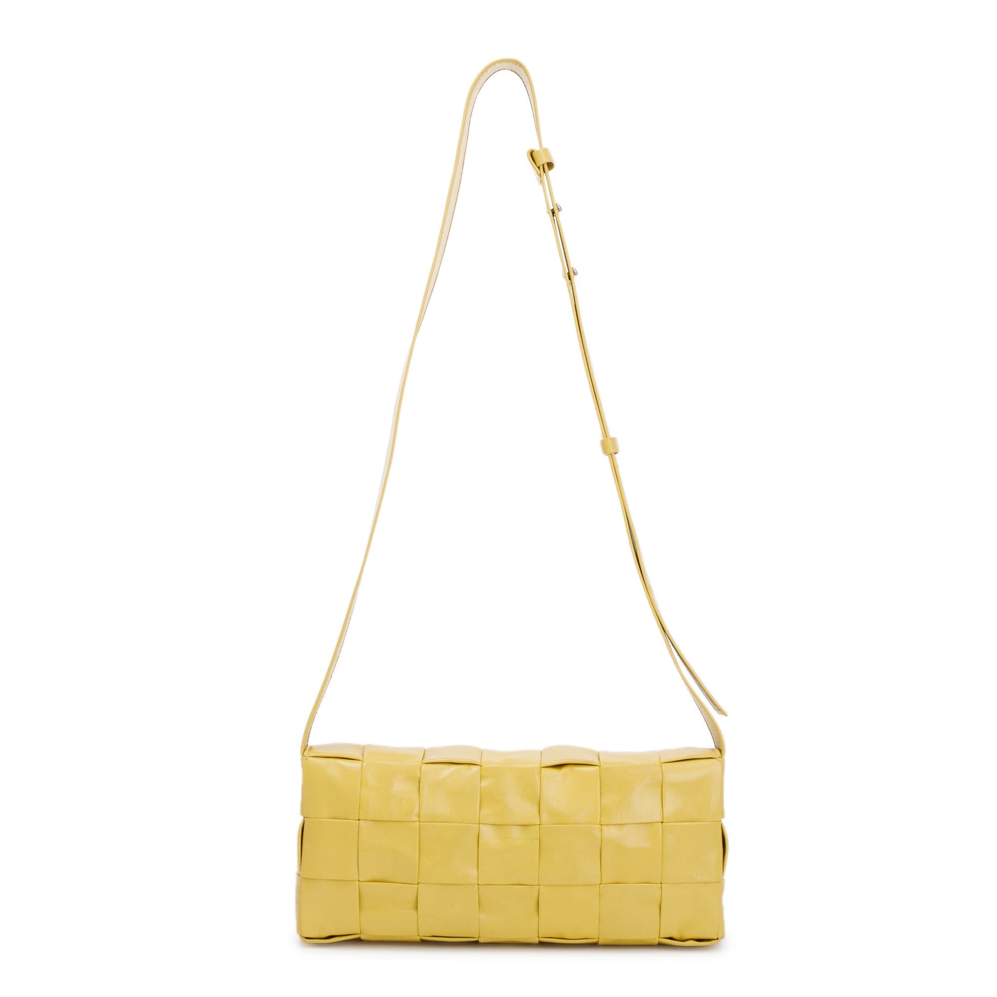 Bottega Veneta Yellow Paper Intrecciato Cassette Bag w/ Zip Pouch