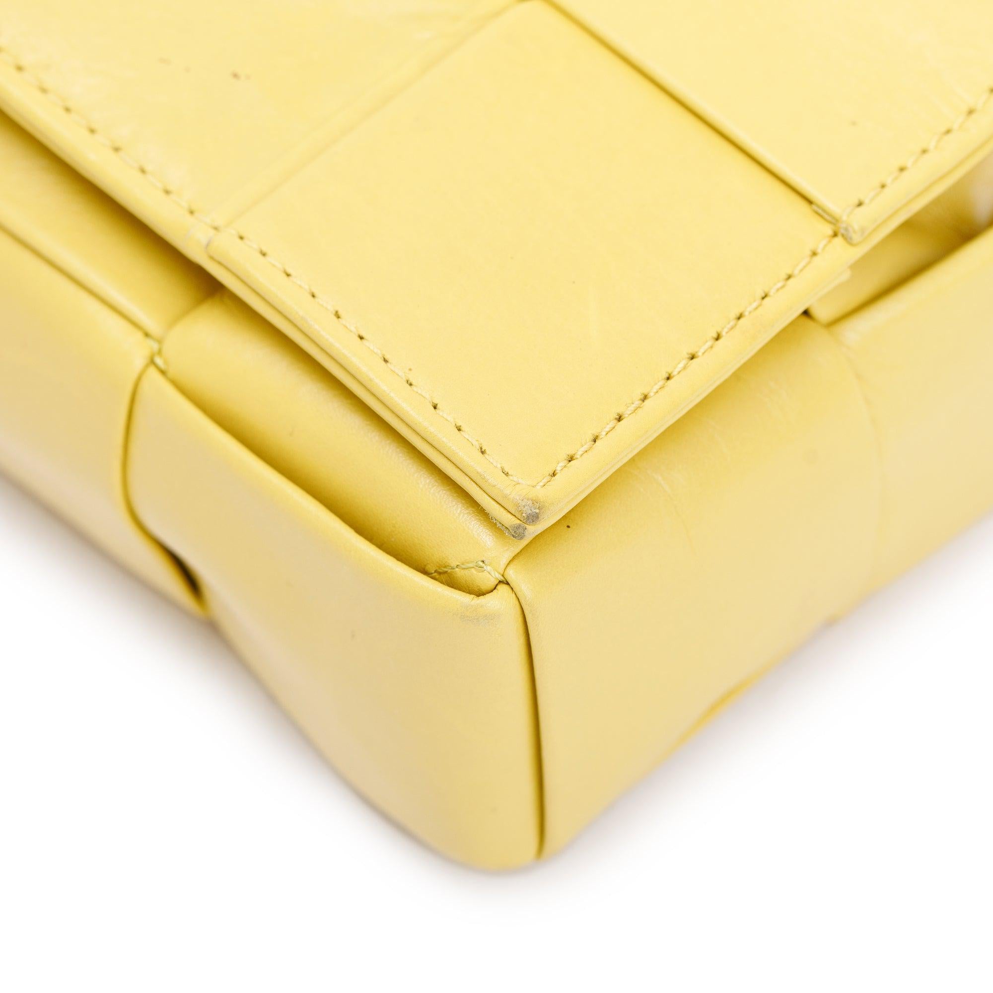 Bottega Veneta Yellow Paper Intrecciato Cassette Bag w/ Zip Pouch