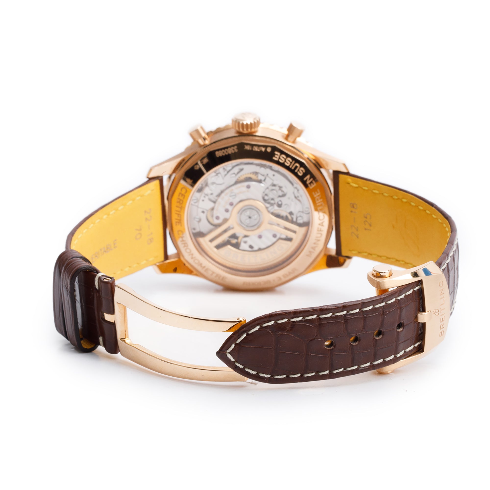 Breitling 18k Rose Gold Navitimer B01 43 MM Automatic Chronograph Watch Black Dial RB0138 w/ Box, Papers & Extra Strap