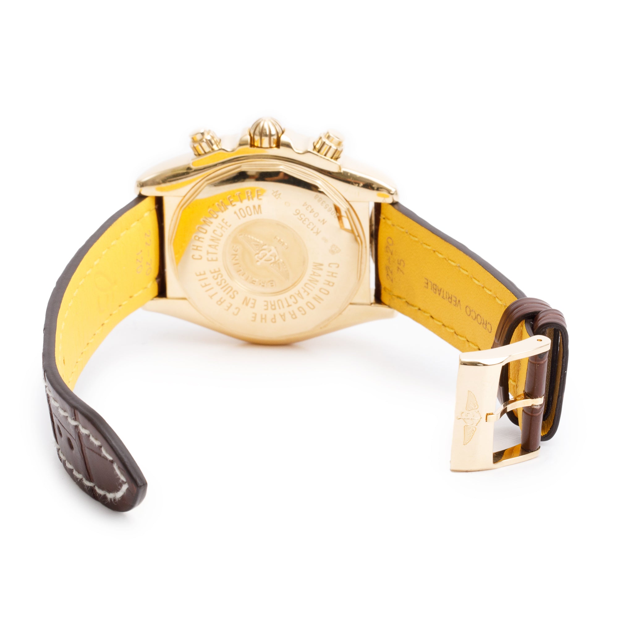 Breitling 18k Yellow Gold Chronomat Evolution 44 MM Automatic Chronograph Watch White Dial K13356