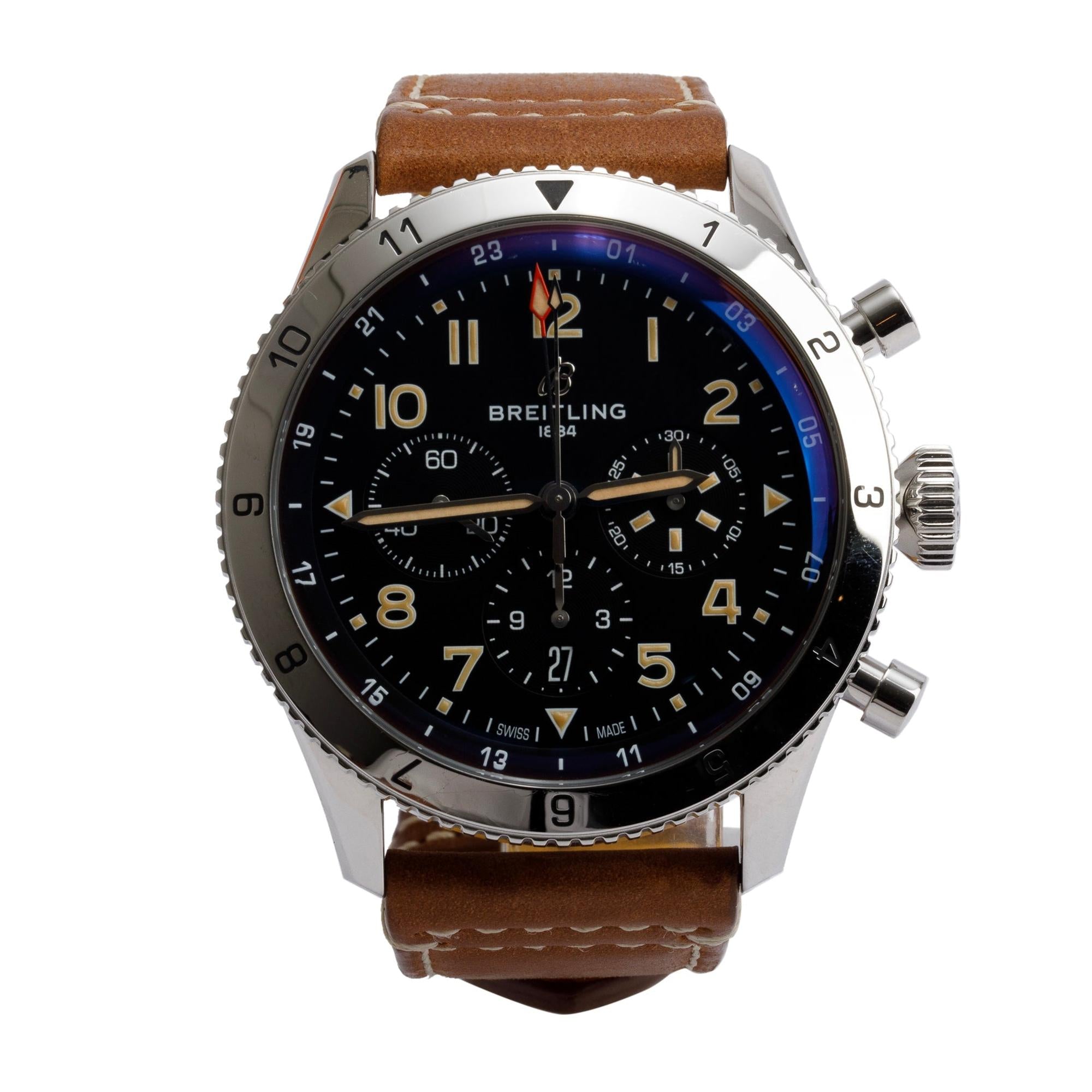 Breitling 2023 Stainless Steel Super Avi B04 Chronograph GMT 46 MM P-51 Mustang Automatic Watch AB0445 w/ Box & Papers