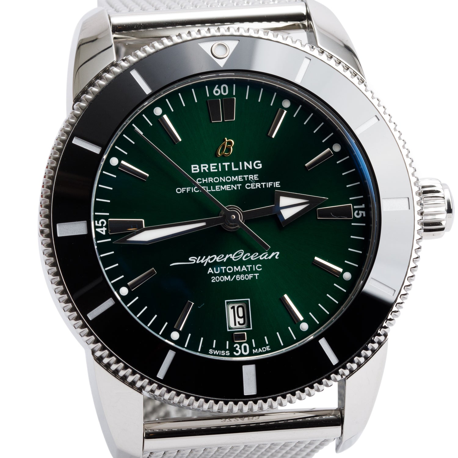 Breitling Stainless Steel Superocean Heritage B20 46 MM Automatic Watch Green Dial AB2020 w/ Box, Papers