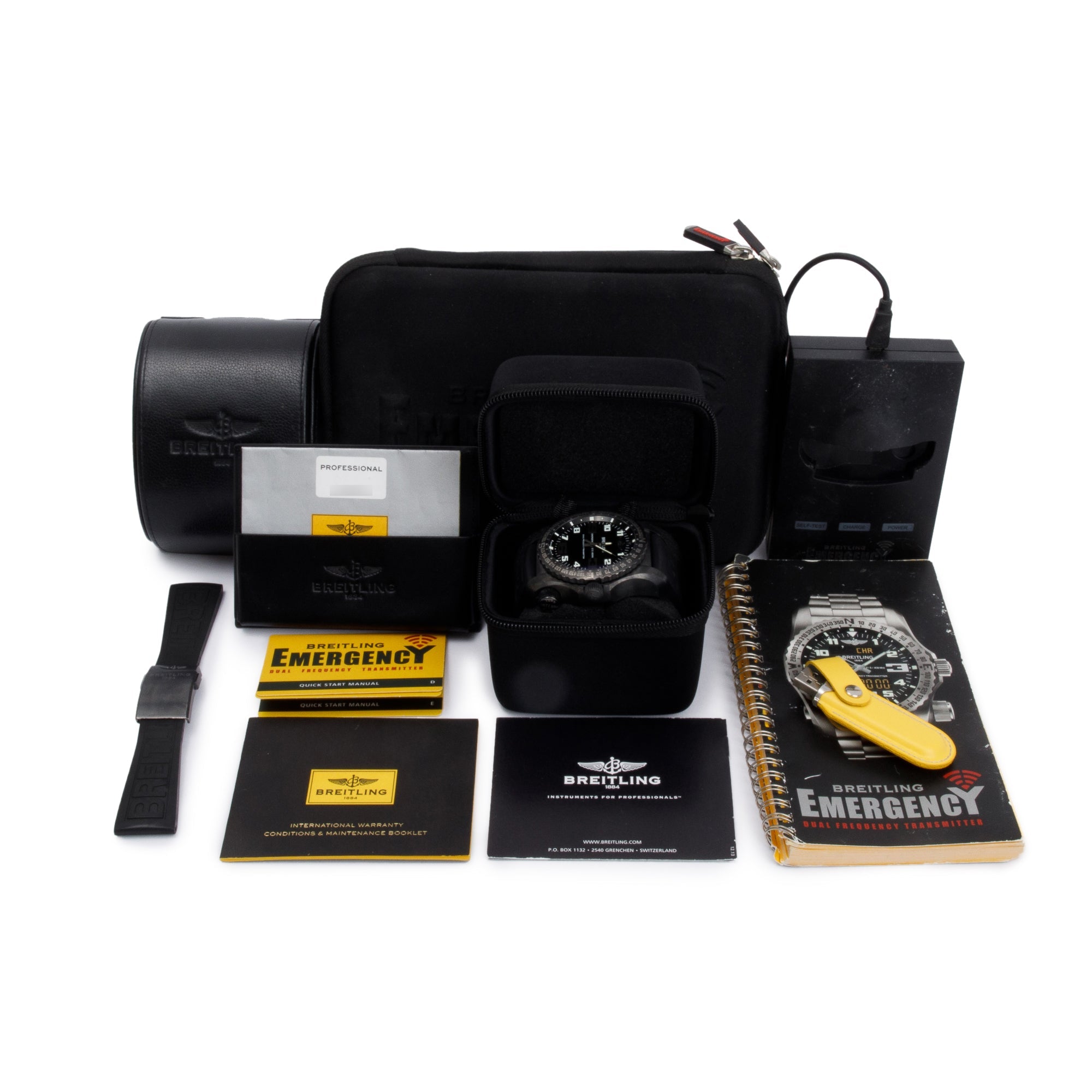 Breitling DLC Coated Titanium Emergency II Night Mission 51 MM Watch w/ Box & Papers