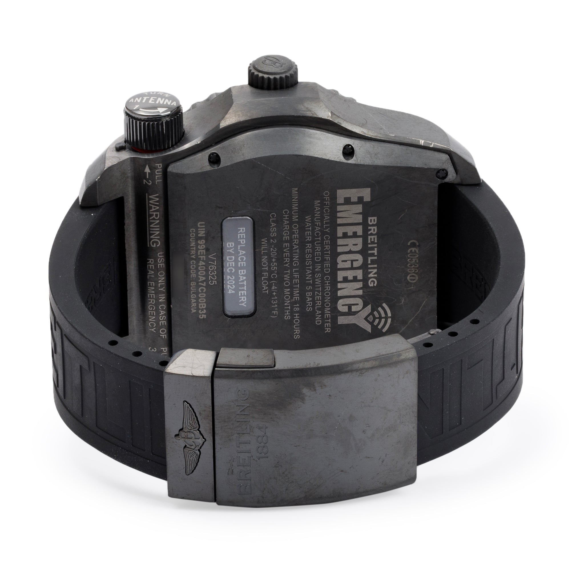 Breitling DLC Coated Titanium Emergency II Night Mission 51 MM Watch w/ Box & Papers