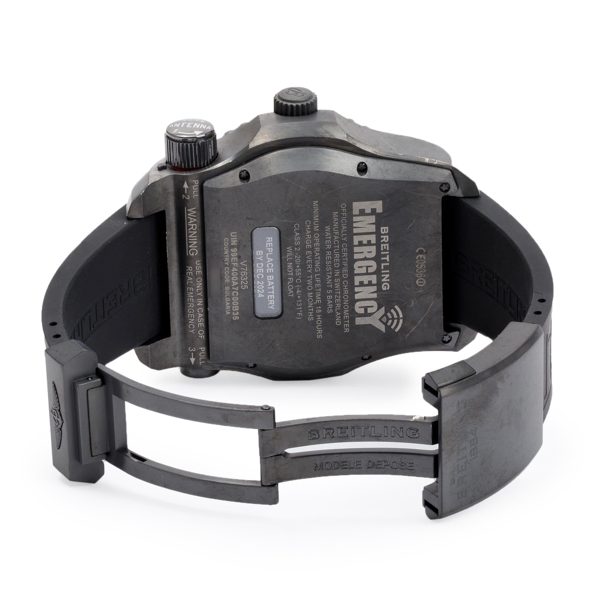 Breitling DLC Coated Titanium Emergency II Night Mission 51 MM Watch w/ Box & Papers