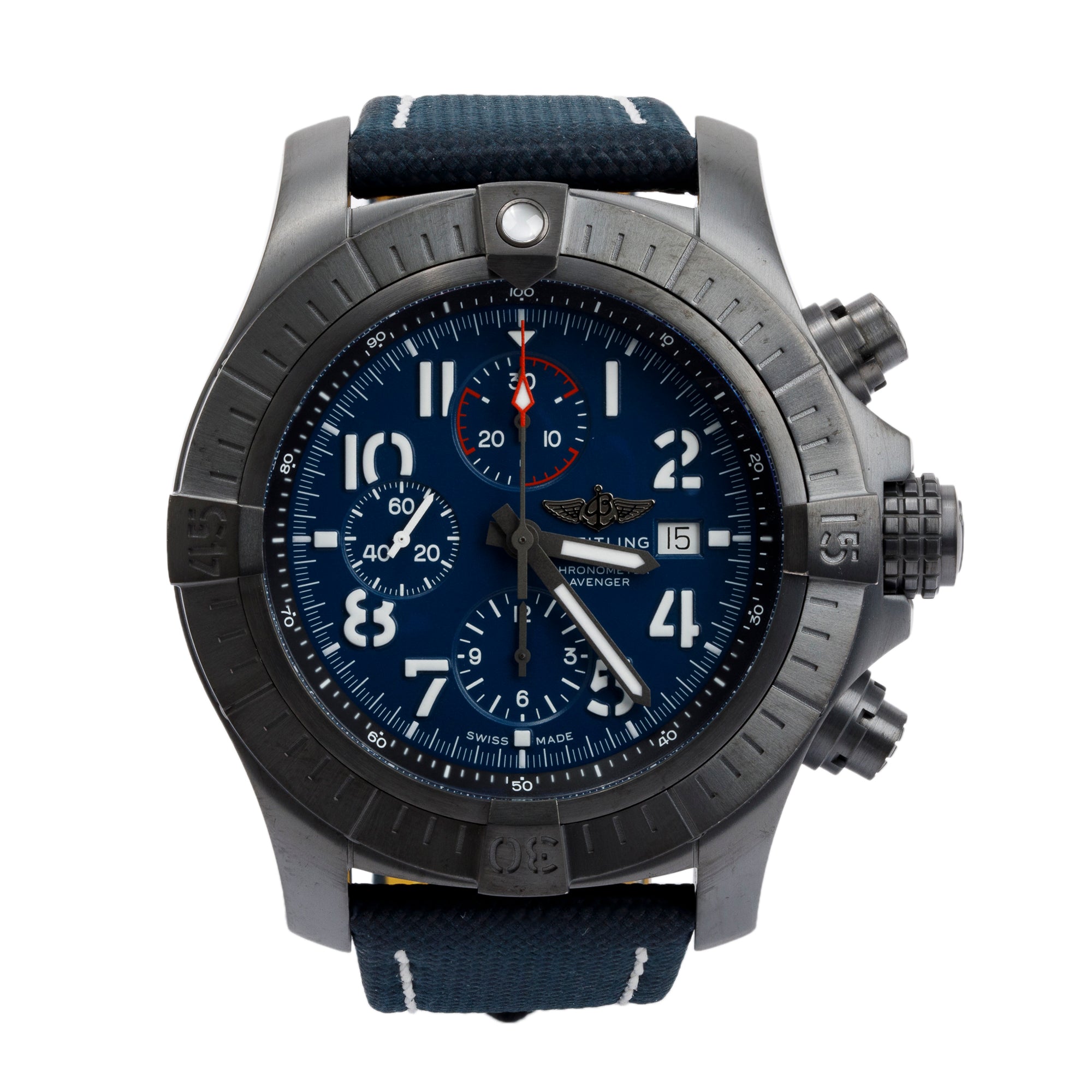 Breitling DLC Coated Titanium Super Avenger Night Mission 48 MM Automatic Chronograph Watch w/ Box & Papers
