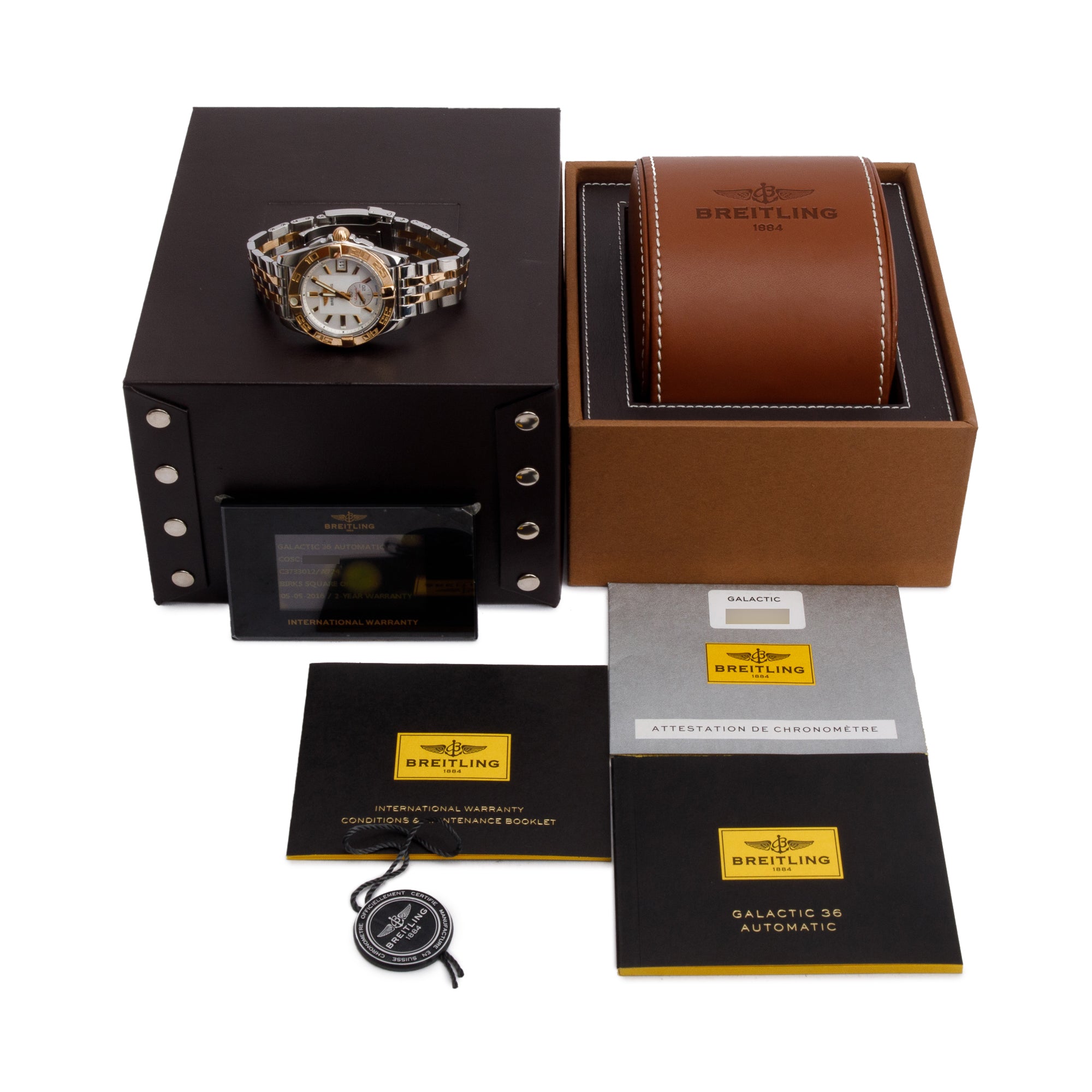 Breitling Stainless Steel & 18k Rose Gold Galactic 36 MM Automatic Watch C37330 w/ Box & Papers