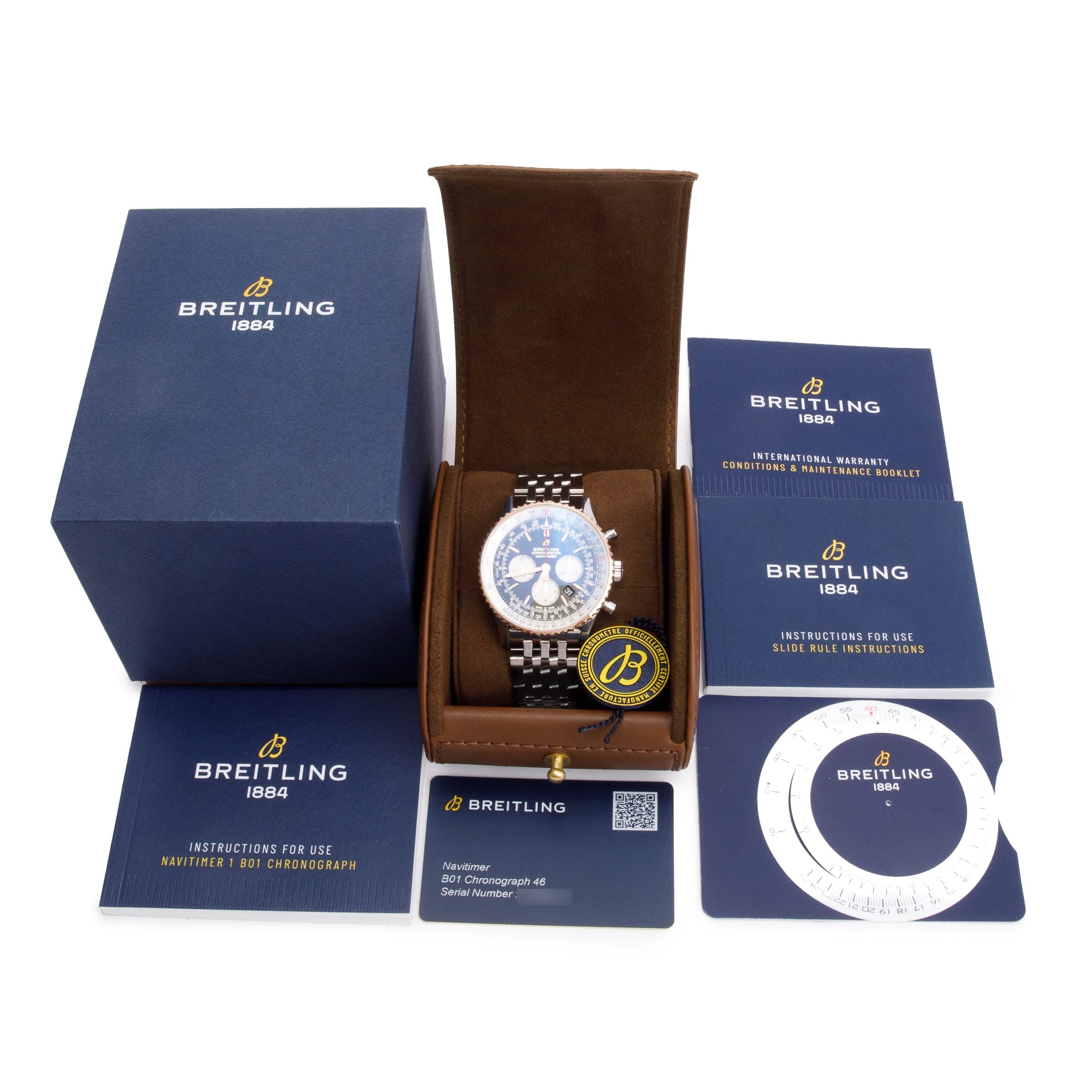 Breitling Stainless Steel & 18k Rose Gold Navitimer B01 Chronograph 46 MM Automatic Watch UB0127 w/ Box & Papers