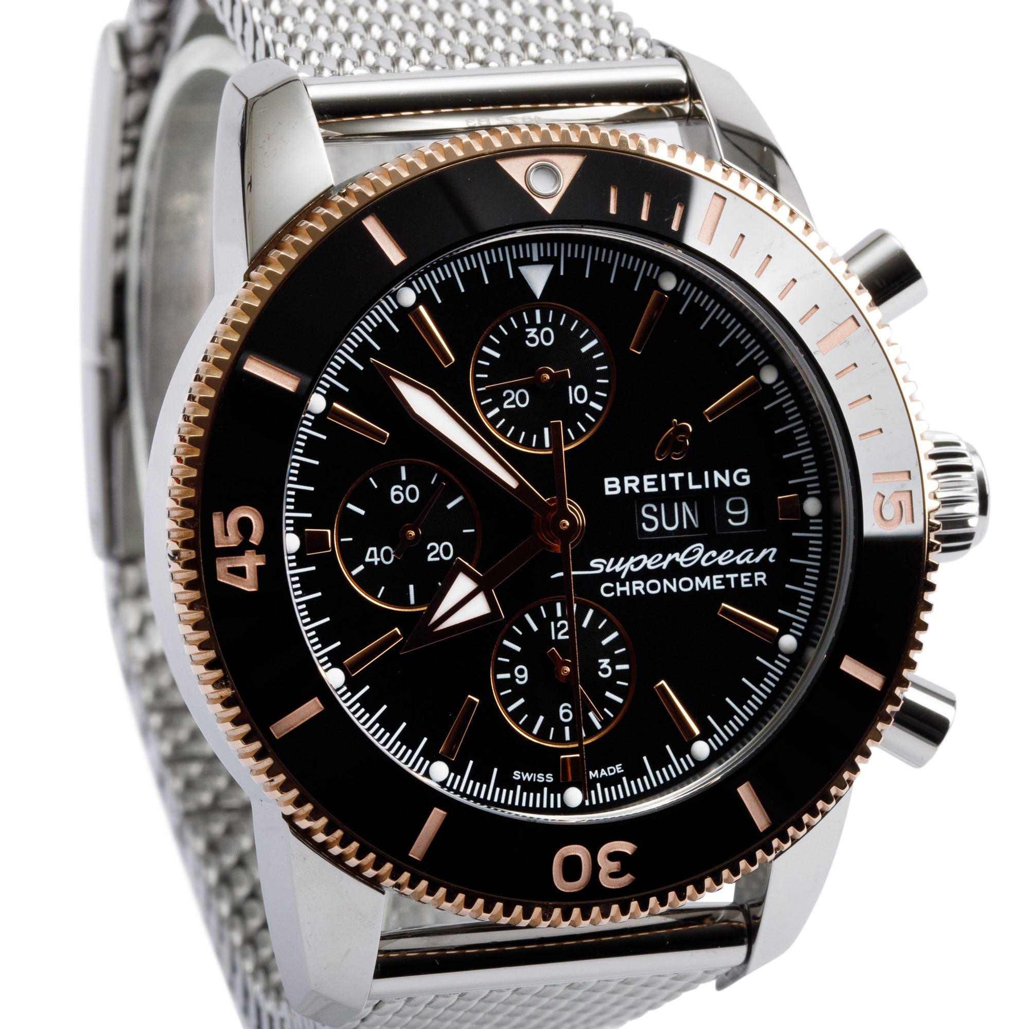 Breitling Stainless Steel & 18k Rose Gold Superocean Heritage Chronograph 44 MM Automatic Watch