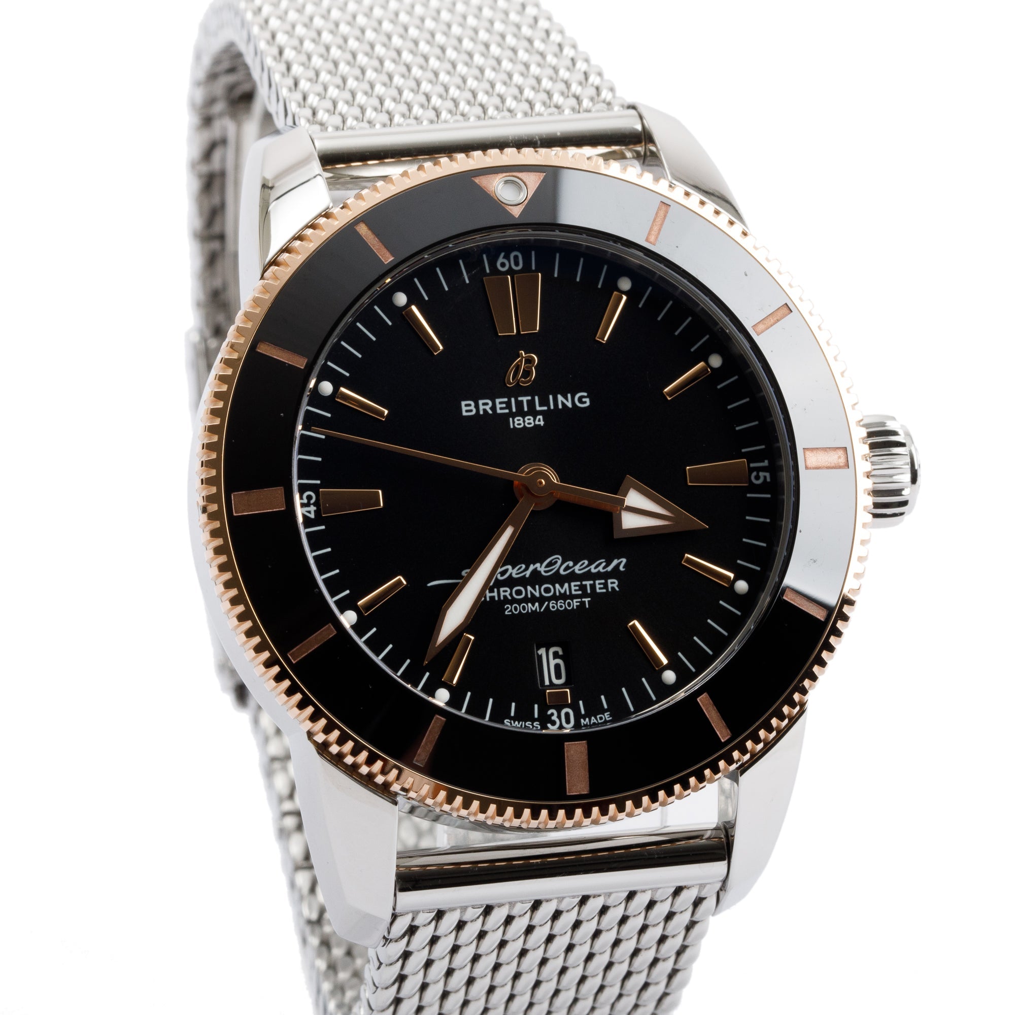 Breitling Stainless Steel & 18k Rose Gold Superocean Heritage II 44 MM B20 Automatic Watch w/ Case