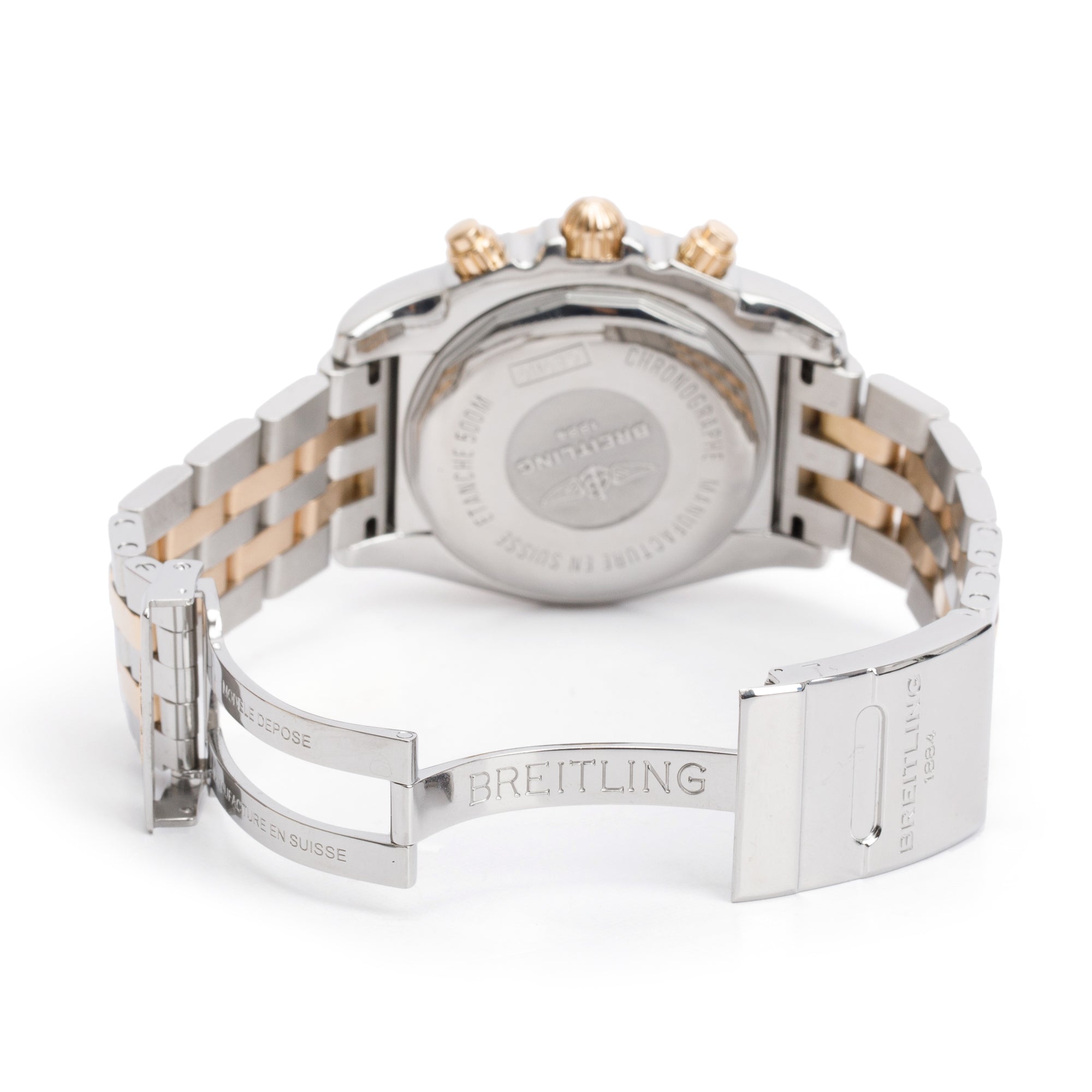 Breitling Stainless Steel & 18k Yellow Gold Chronomat 44 MM Automatic Chronograph Black Dial Watch CB0110 w/ Box & Papers