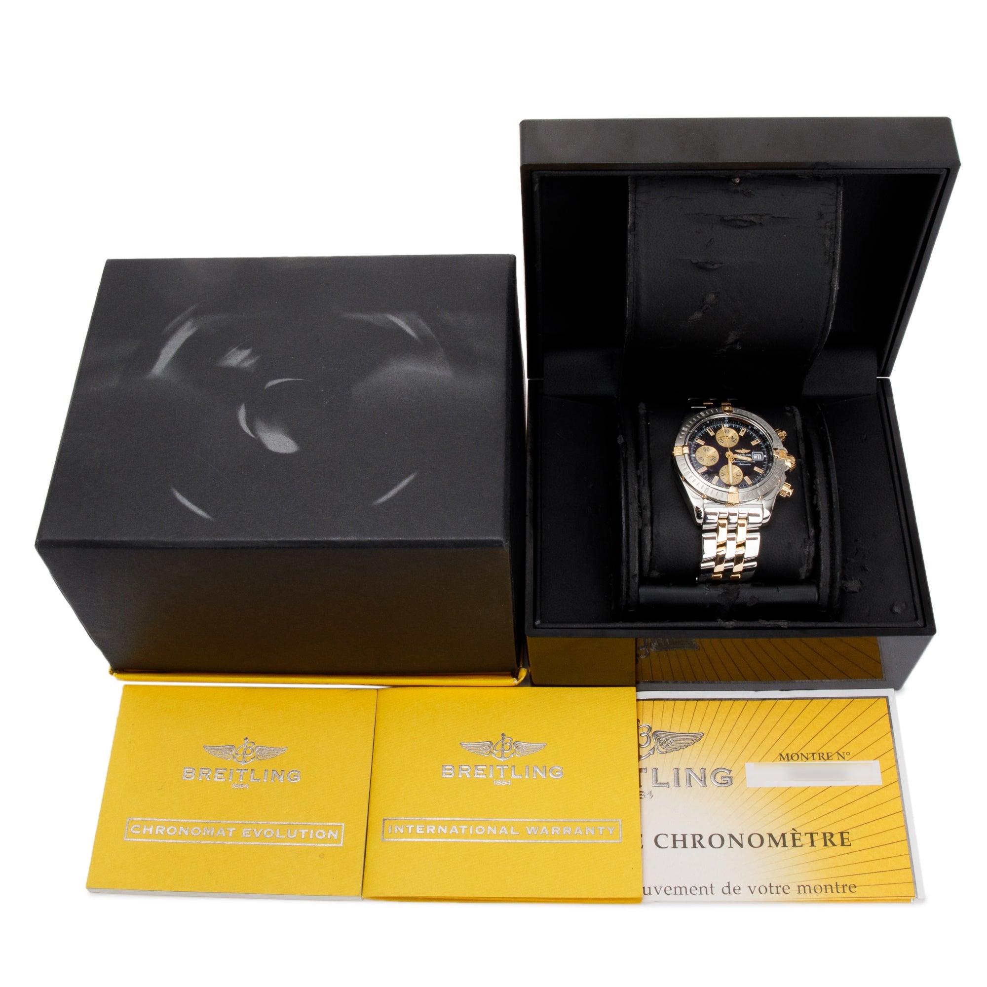 Breitling Stainless Steel & 18k Yellow Gold Chronomat Evolution 44 mm Chronograph Automatic Watch w/ Box & Papers