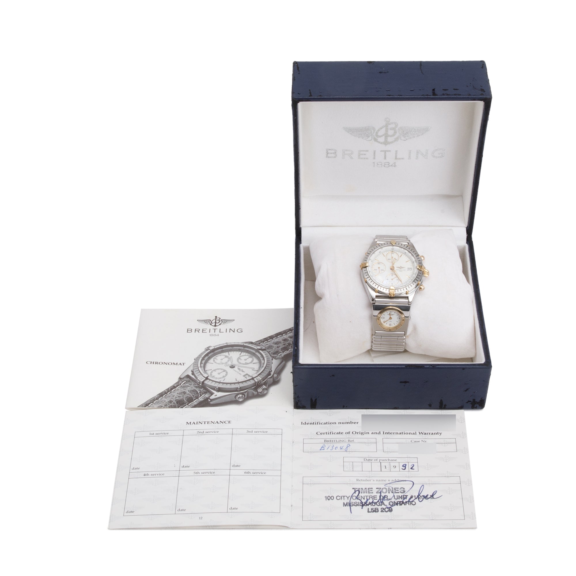 Breitling Stainless Steel & 18k Yellow Gold Chronomat UTC 39 MM Chronograph Automatic Watch w/ Box & Papers