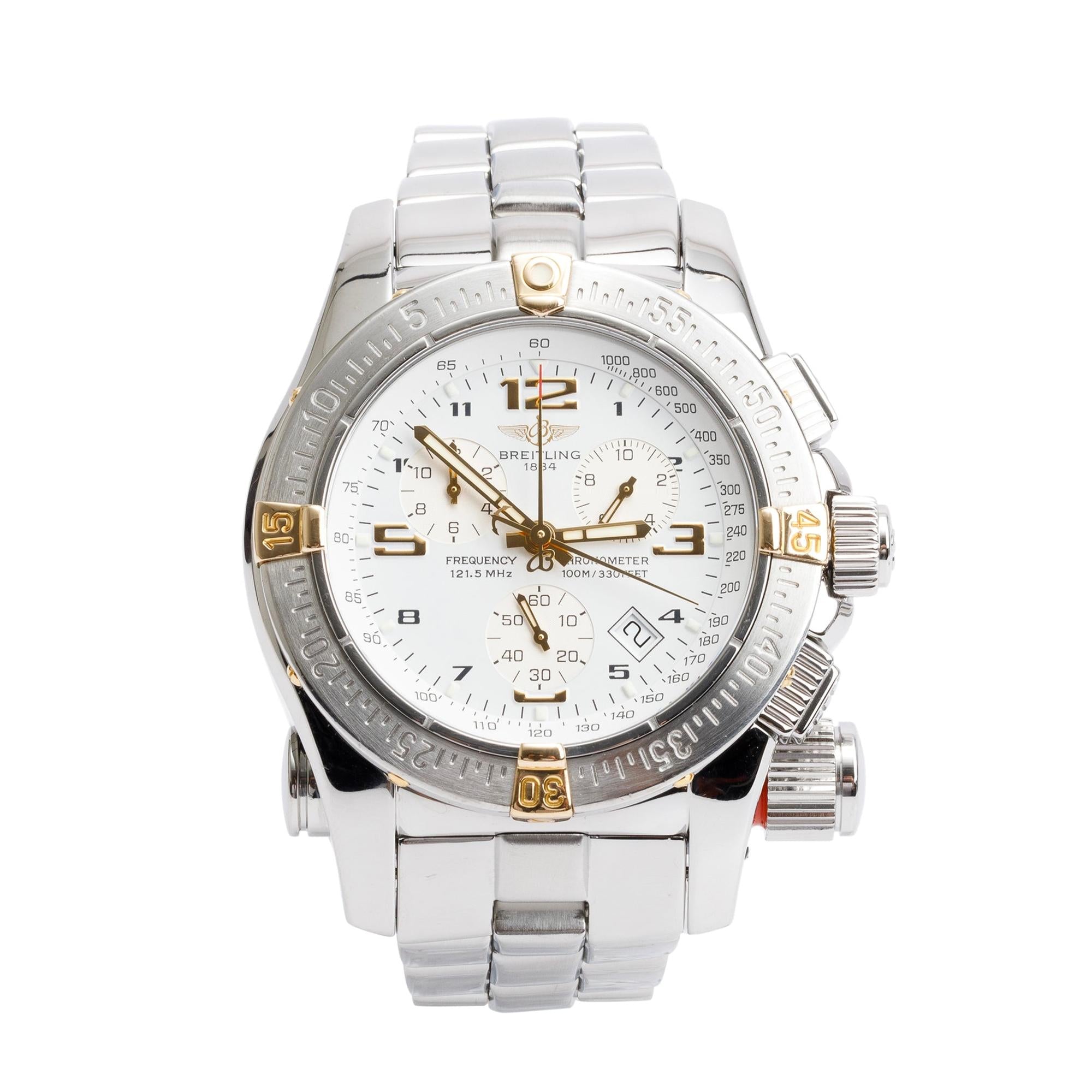 Breitling Stainless Steel & 18k Yellow Gold Emergency Mission 45 MM Chronograph Quartz Watch B73321 w/ Papers