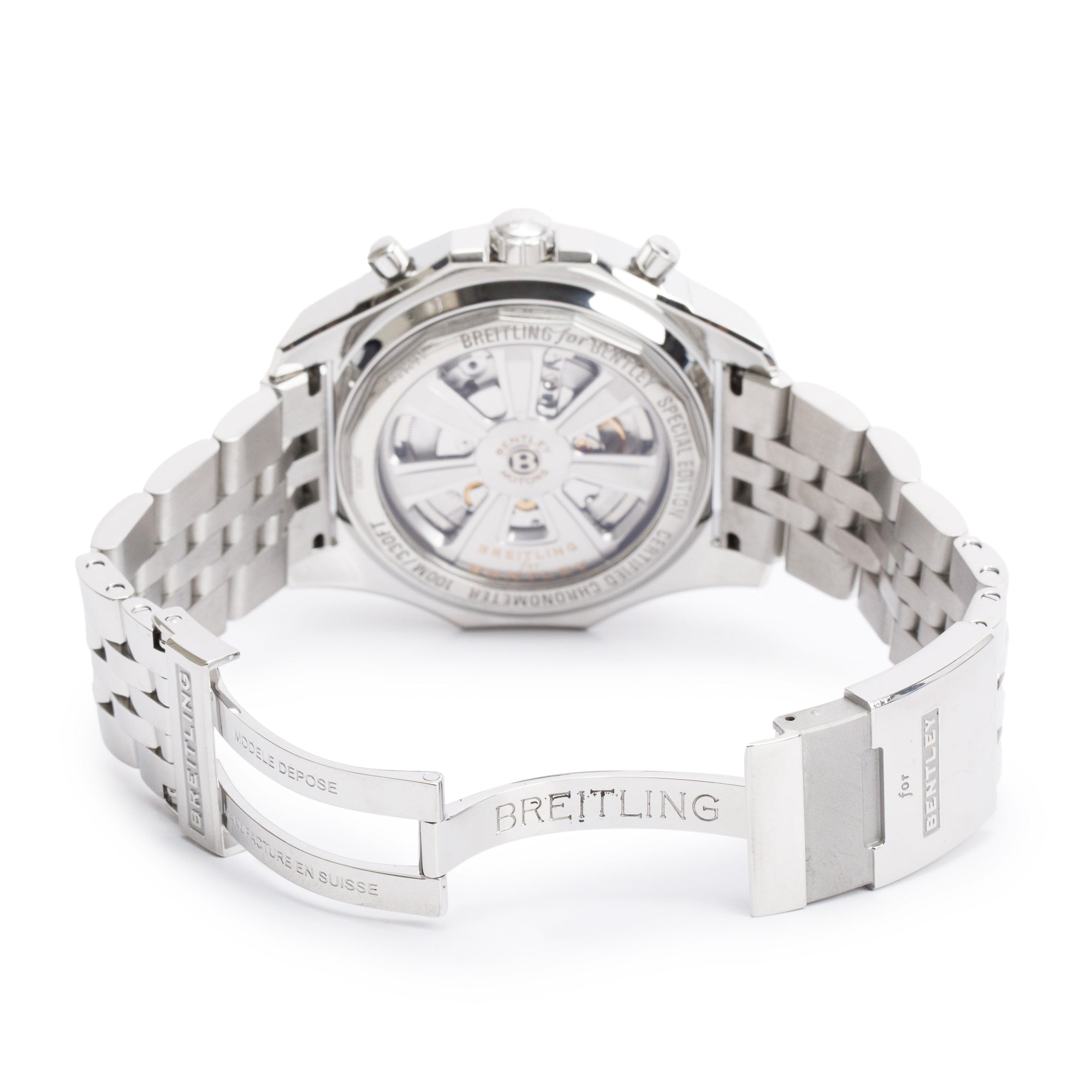 Breitling Stainless Steel Bentley Barnato 49 MM Automatic Chronograph Black Dial Watch A25366 w/ Box & Papers