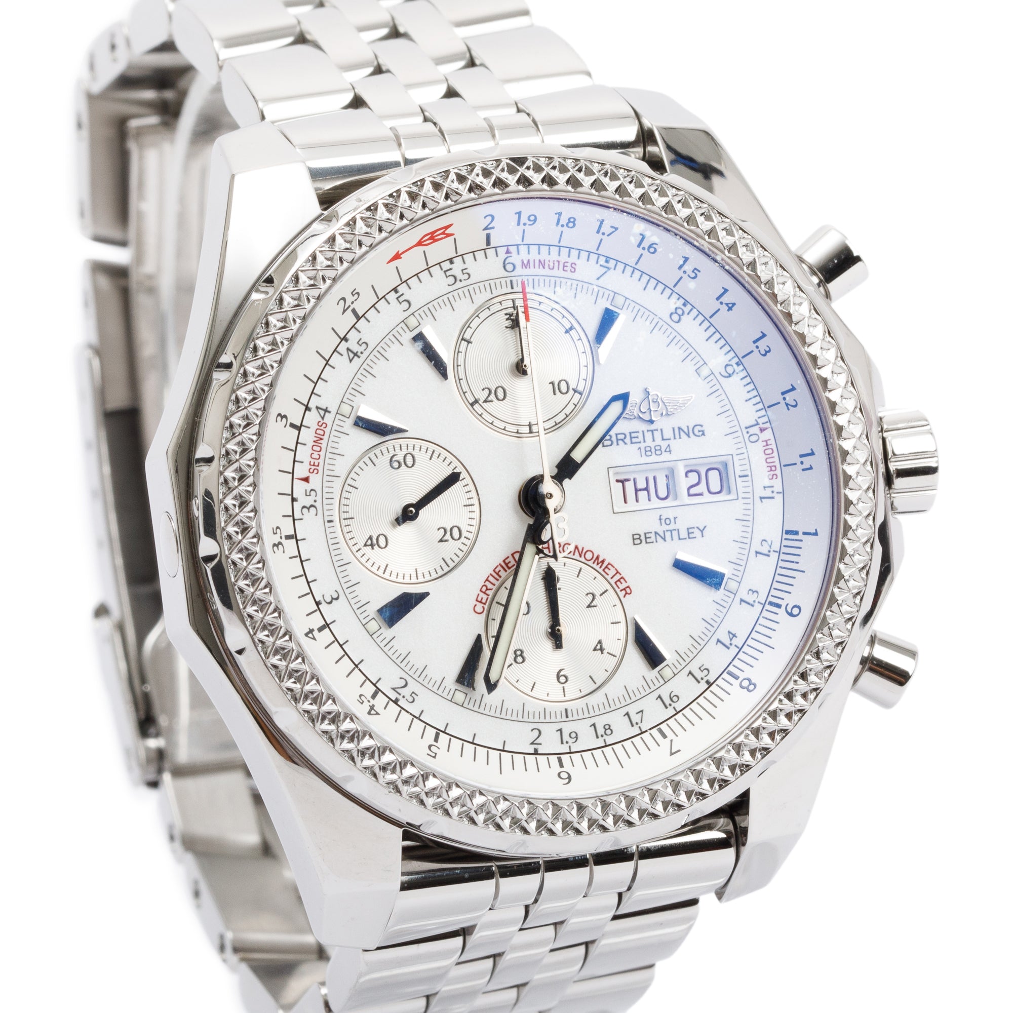 Breitling Stainless Steel Bentley GT 45 MM Automatic Chronograph Watch w/ Box & Papers