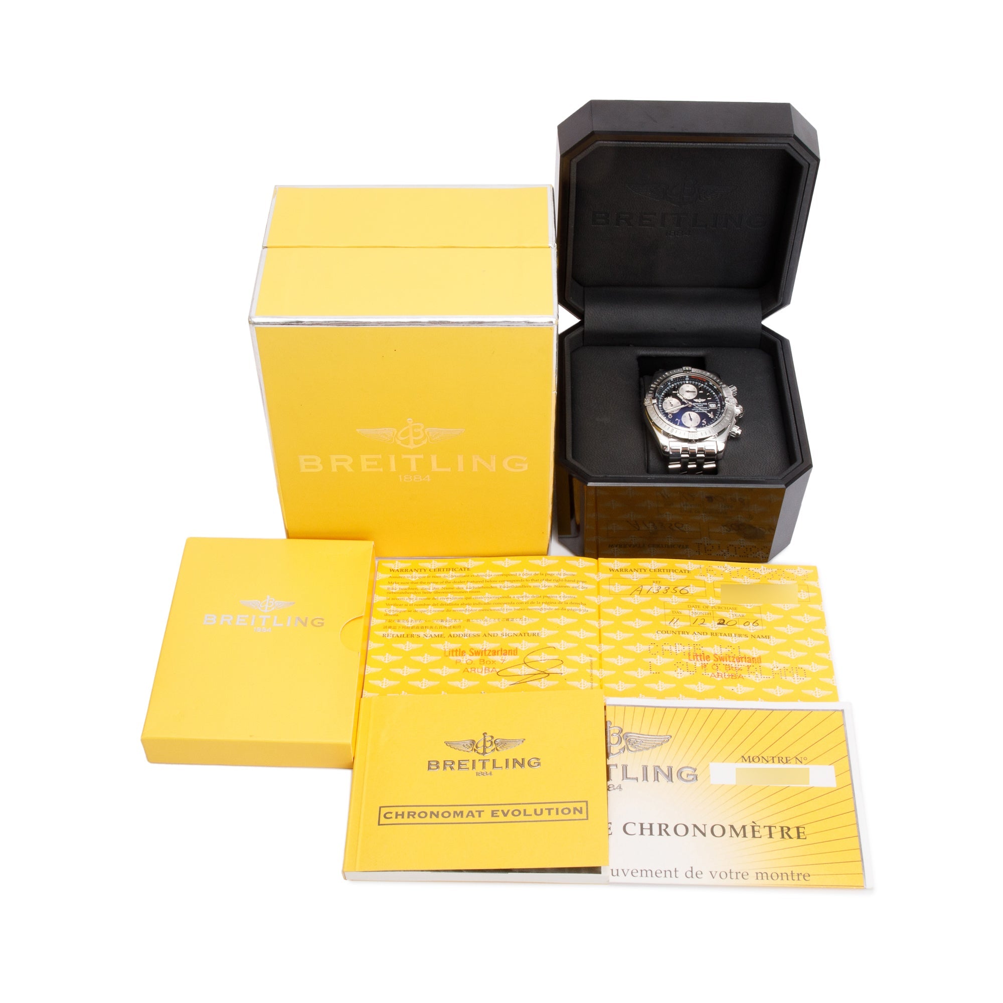 Breitling Stainless Steel Chronomat Evolution 44 MM Automatic Chronograph Watch A13356 w/ Box & Papers