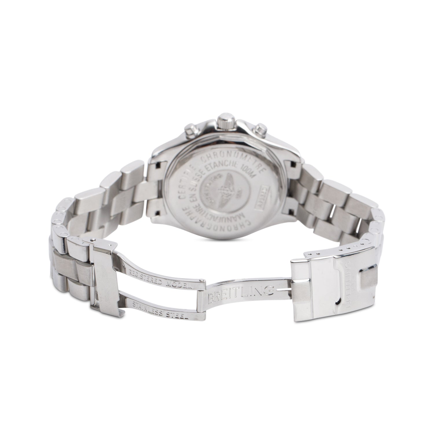 Breitling Stainless Steel Colt 38 MM Chronograph Quartz Watch Black Dial A73350